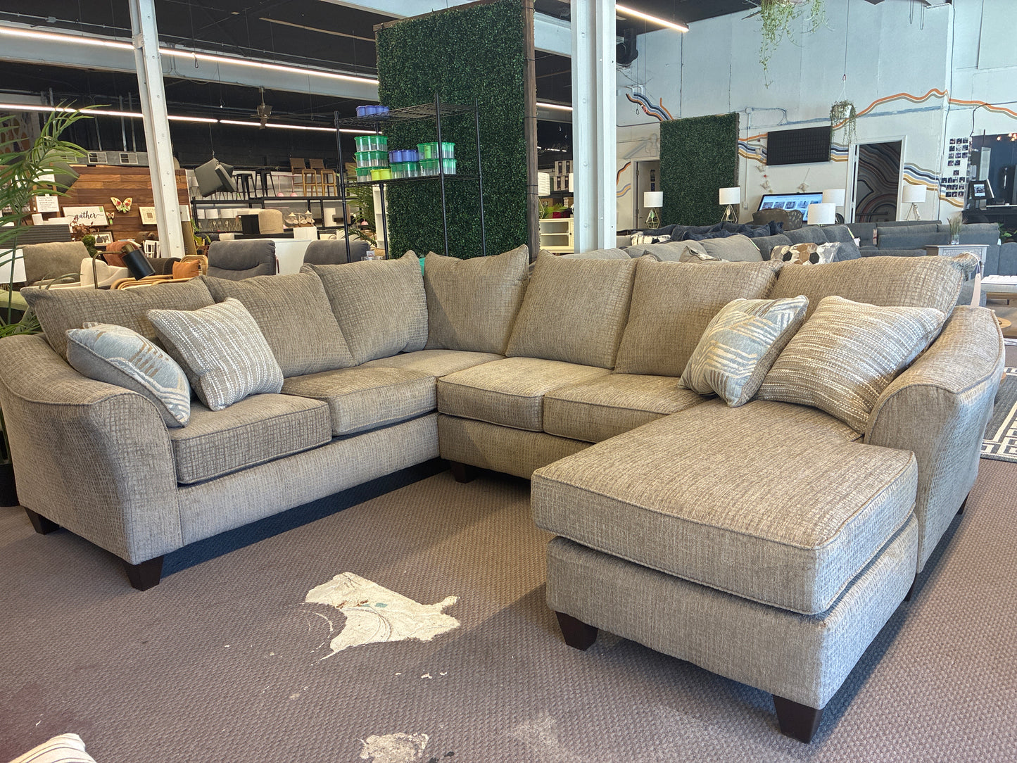 Grid Mushroom Sectional in Beige