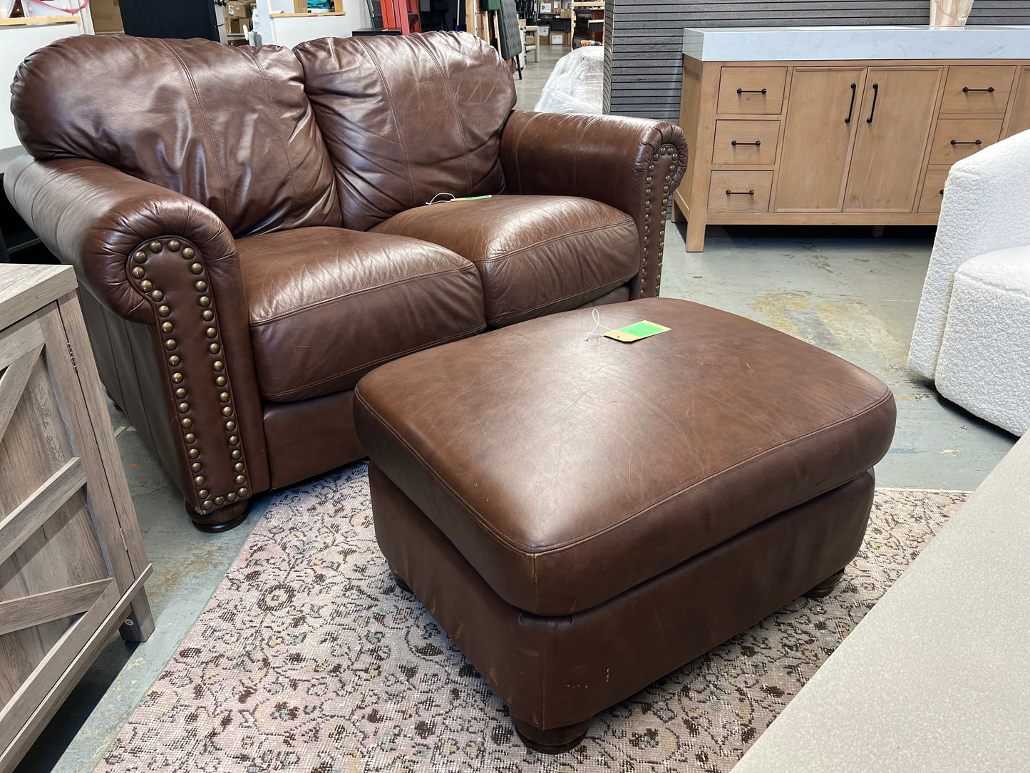 61" Leather Loveseat *donated, USED condition