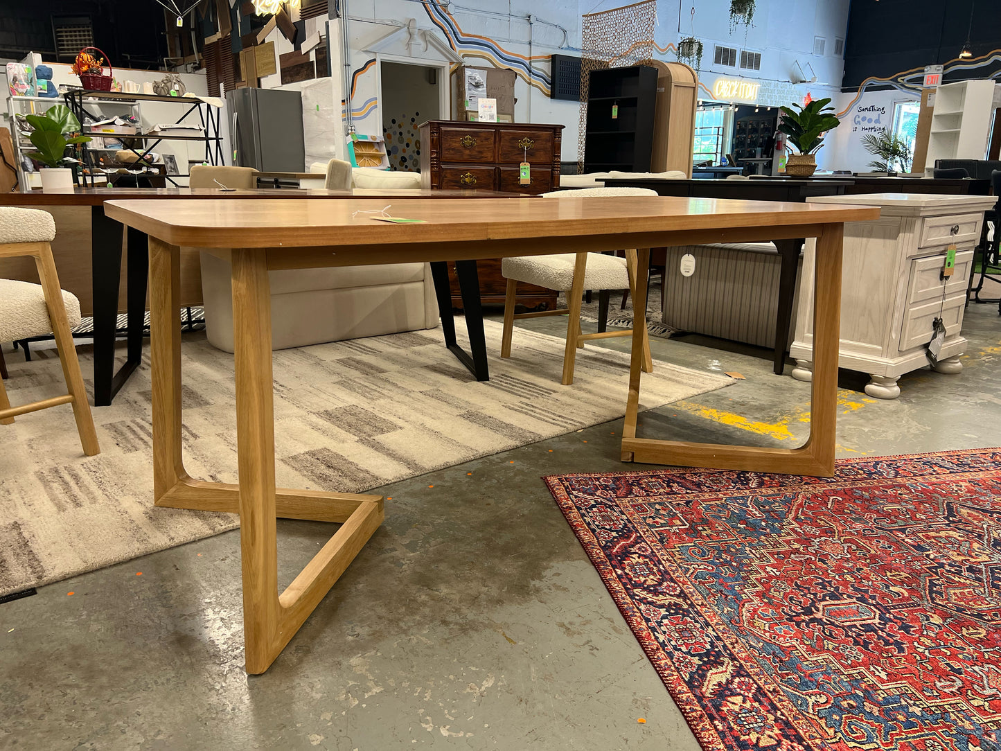 Ezra Modern Rectangle Dining Table for 6 - Natural | Retail Price: $360