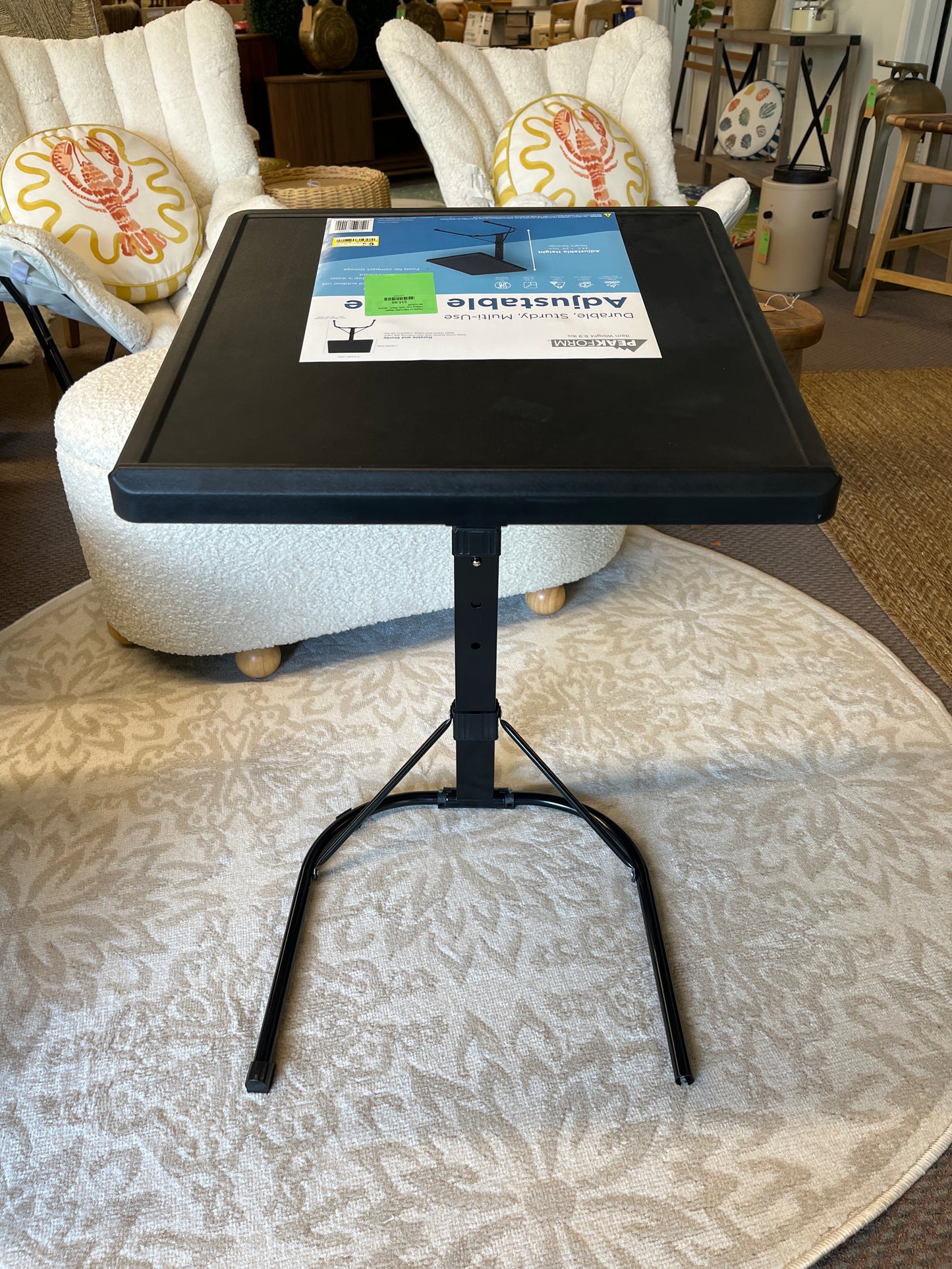 Peakform 4' Adjustable Height Folding Table Off-White | Retail Price: $39.99