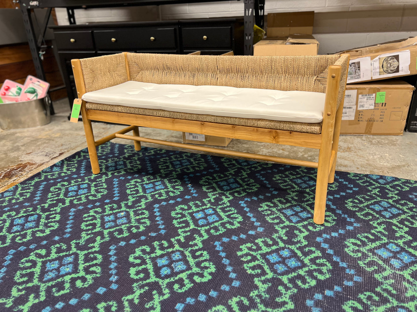 Elden Wood Bench with Woven Back and Loose Cushion Seat - Threshold™ designed with Studio McGee *Retails for $240