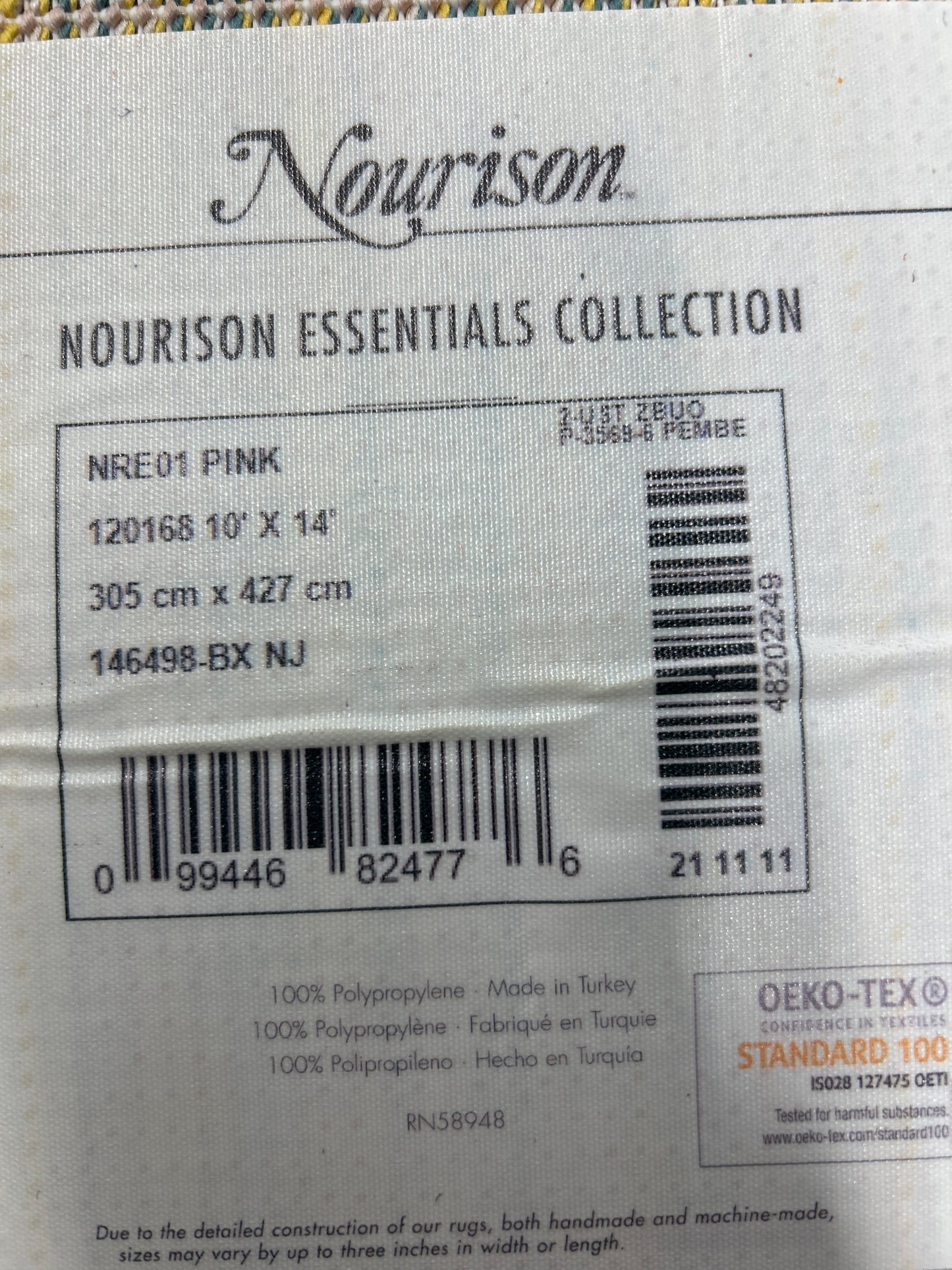 10 x 14 Nourison Essentials pink area rug