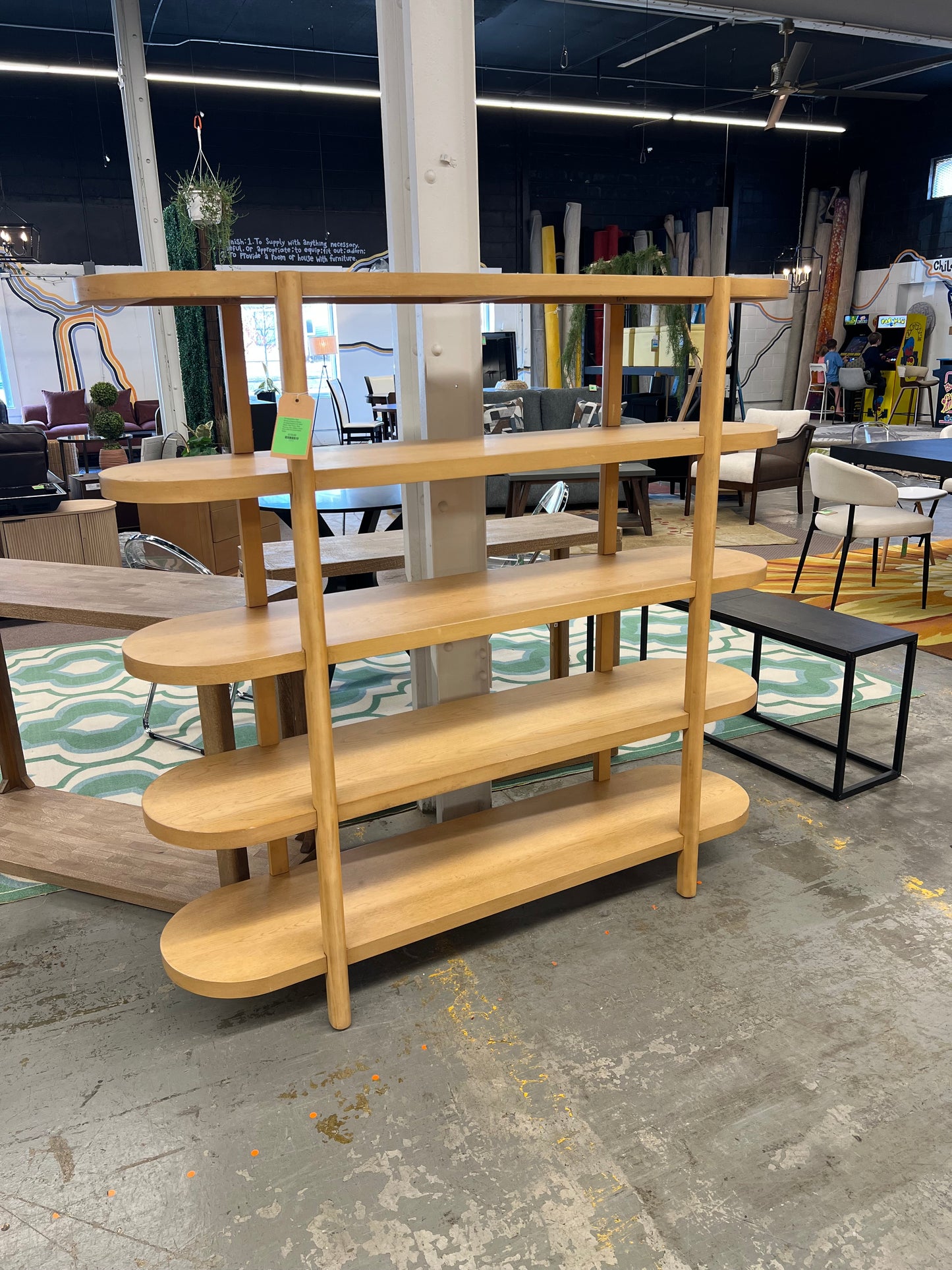 57" Portola Hills 5 Shelf Horizontal Bookcase Natural - Threshold designed with Studio McGee: Wood Veneer, Metal Hardware, Open Shelves | Retail Price: $450 AS IS SCRATCHED EDGES