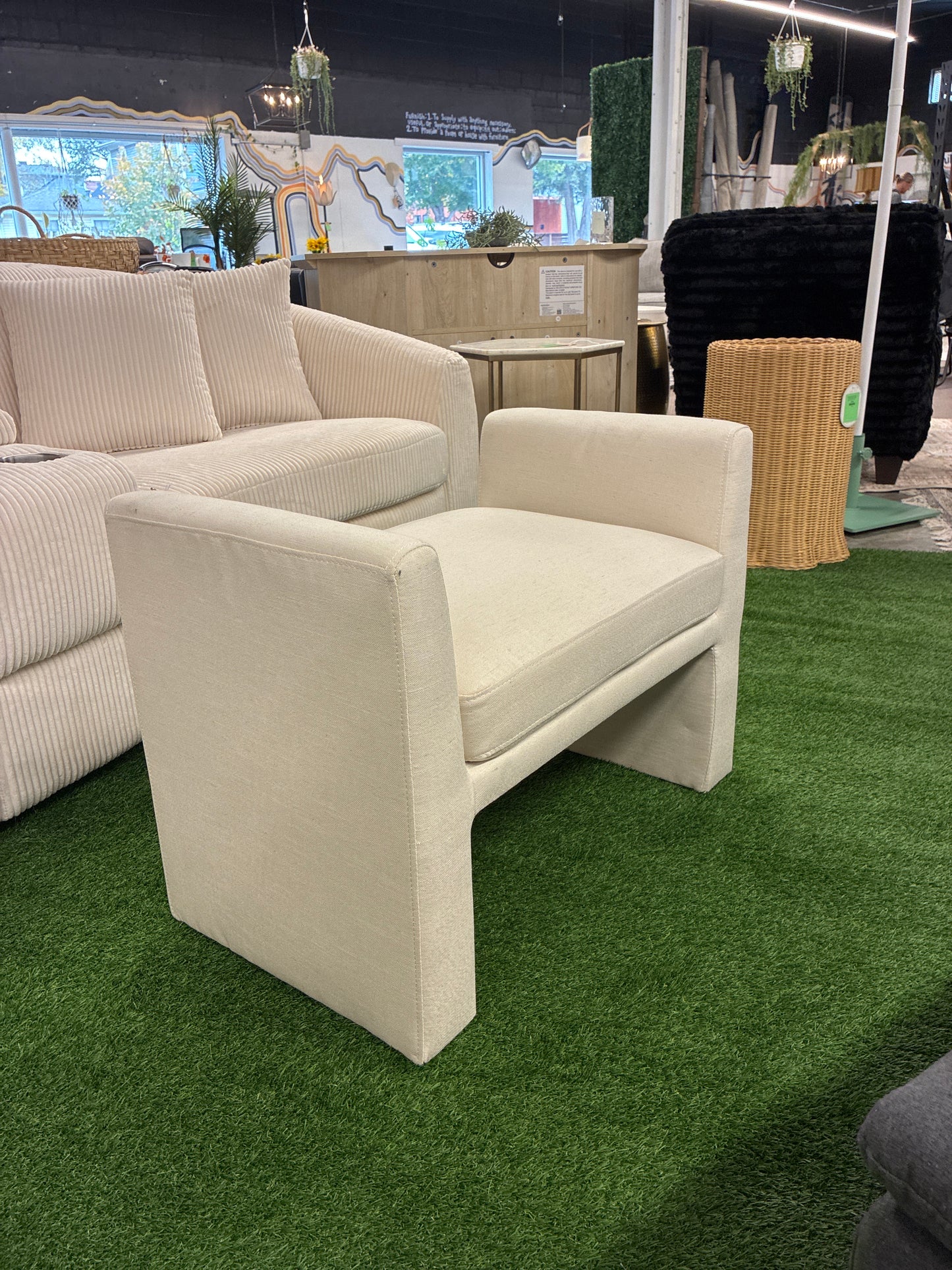 Vernon Ottoman Linen - Threshold designed with Studio McGee: Upholstered Bench, | Retail Price: $140