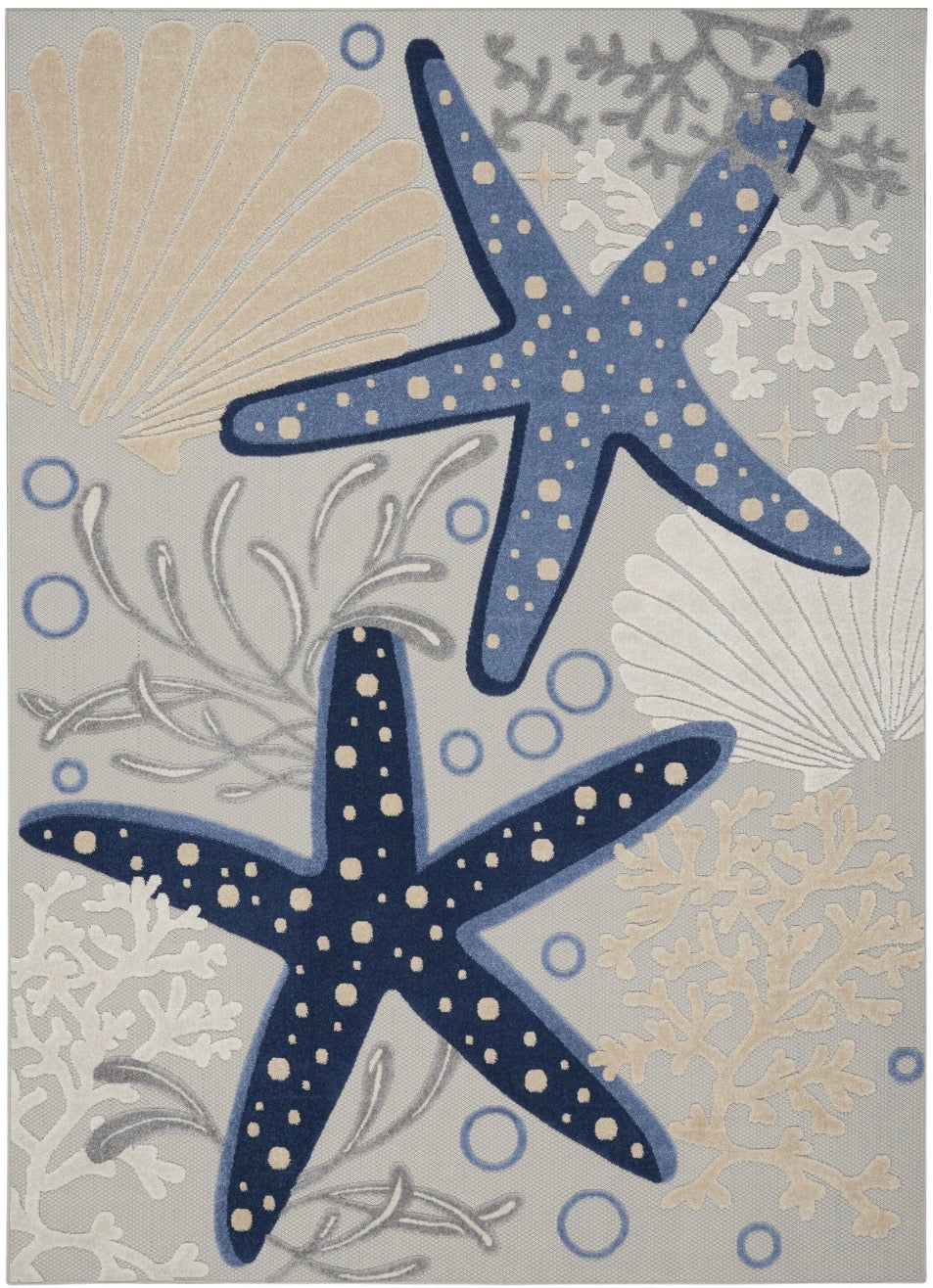 12 x 15 Area Rug Indoor / Outdoor Starfish Blue / Grey | Retail Price: $320