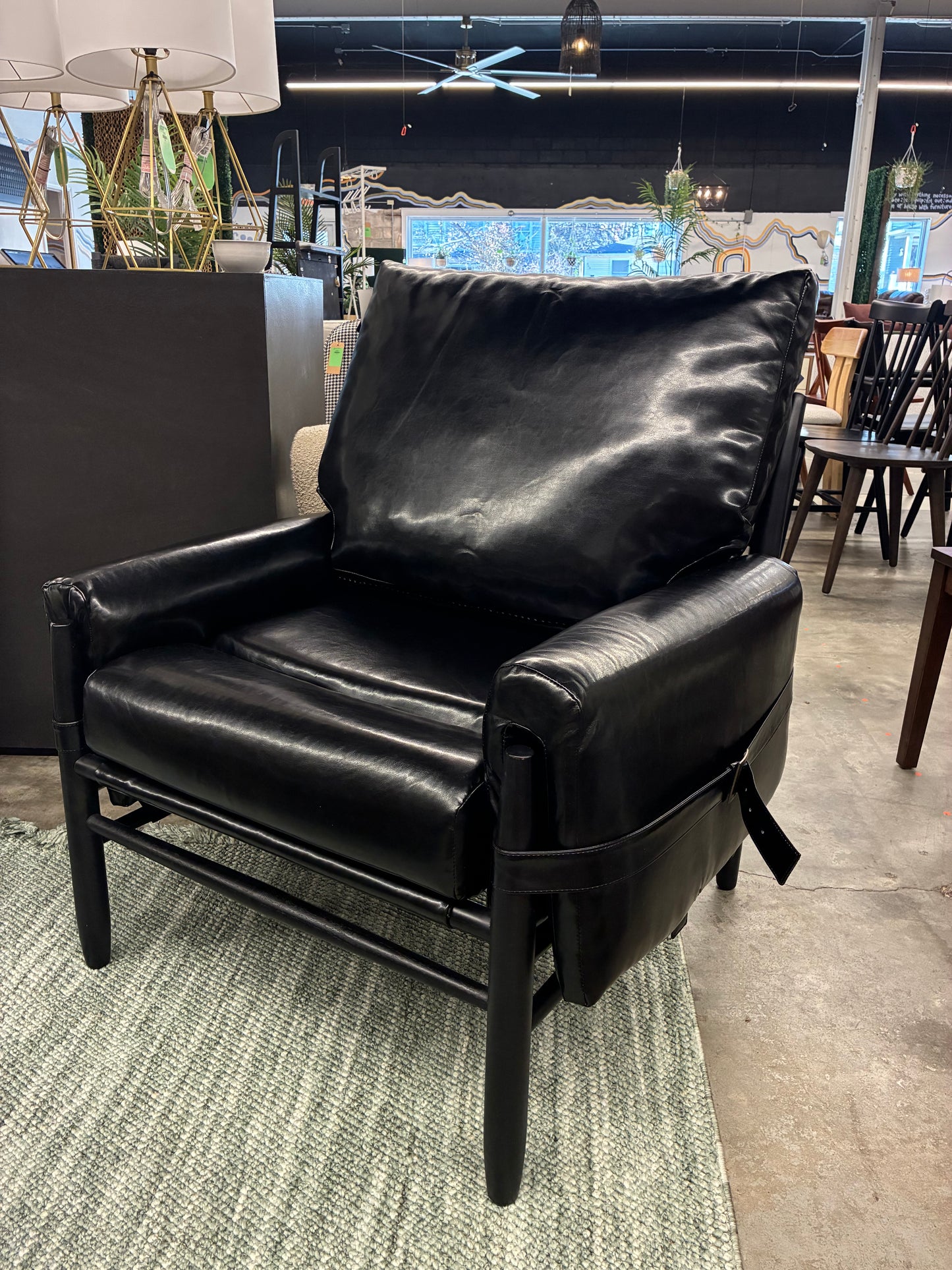 Oslo Leather Upholstered Armchair in Black | Retail Price: $285
