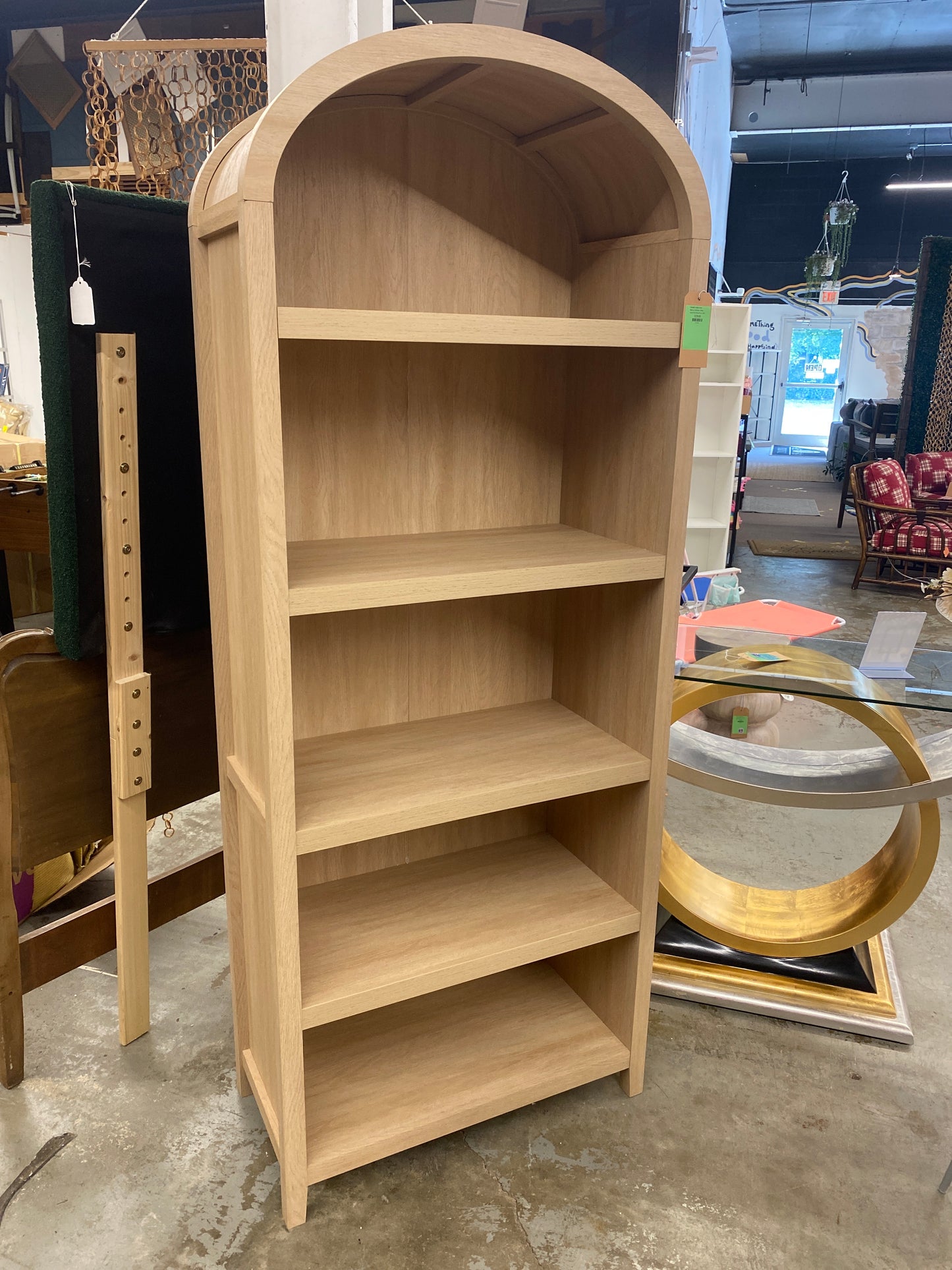 Chantelle Modern Arched Bookcase with Open Shelves - Coastal Oak | Retail Price: $330