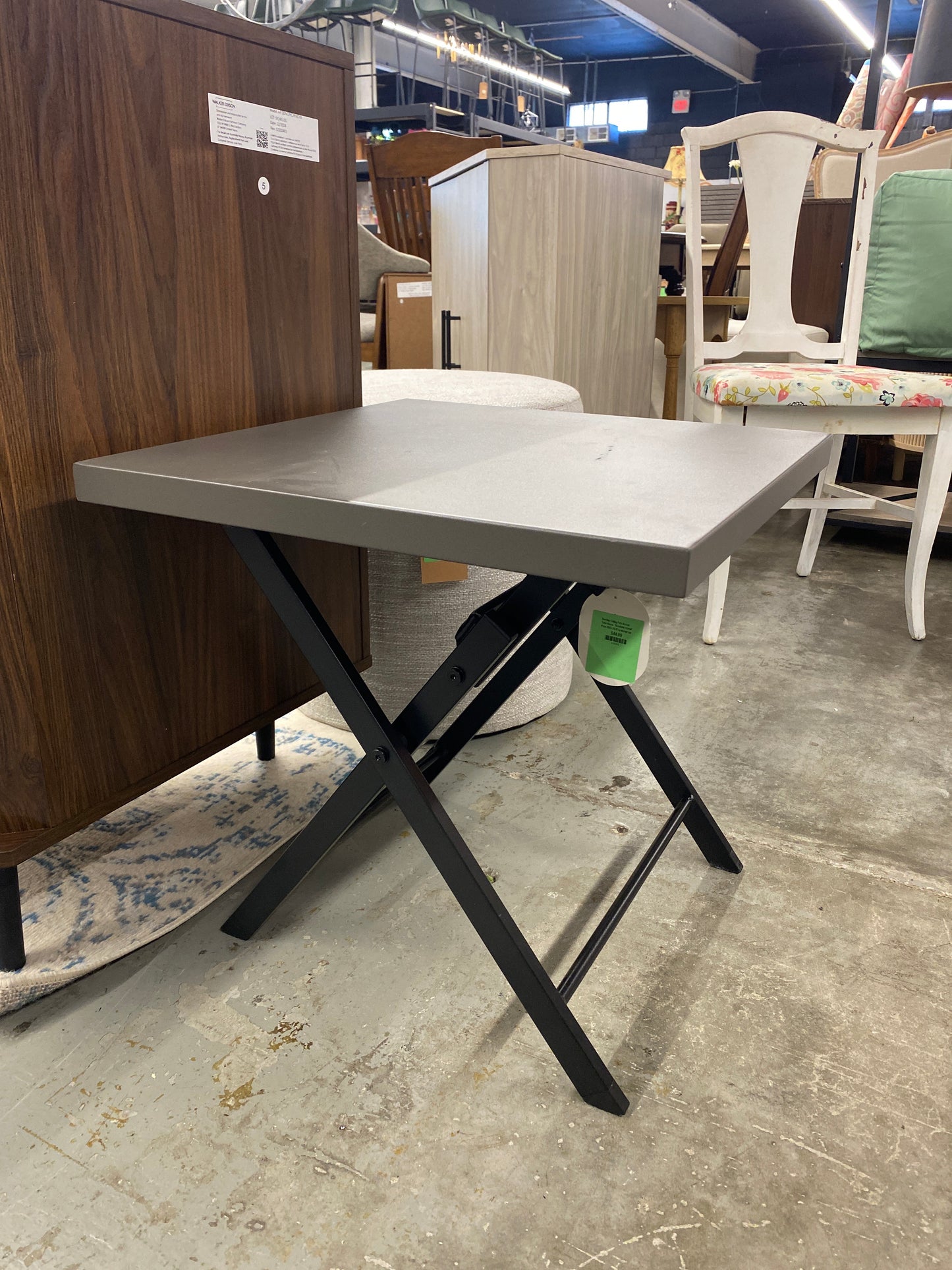 Henning Folding Patio Accent Table Brown - Threshold | Retail Price: $65 | AS IS scratched top
