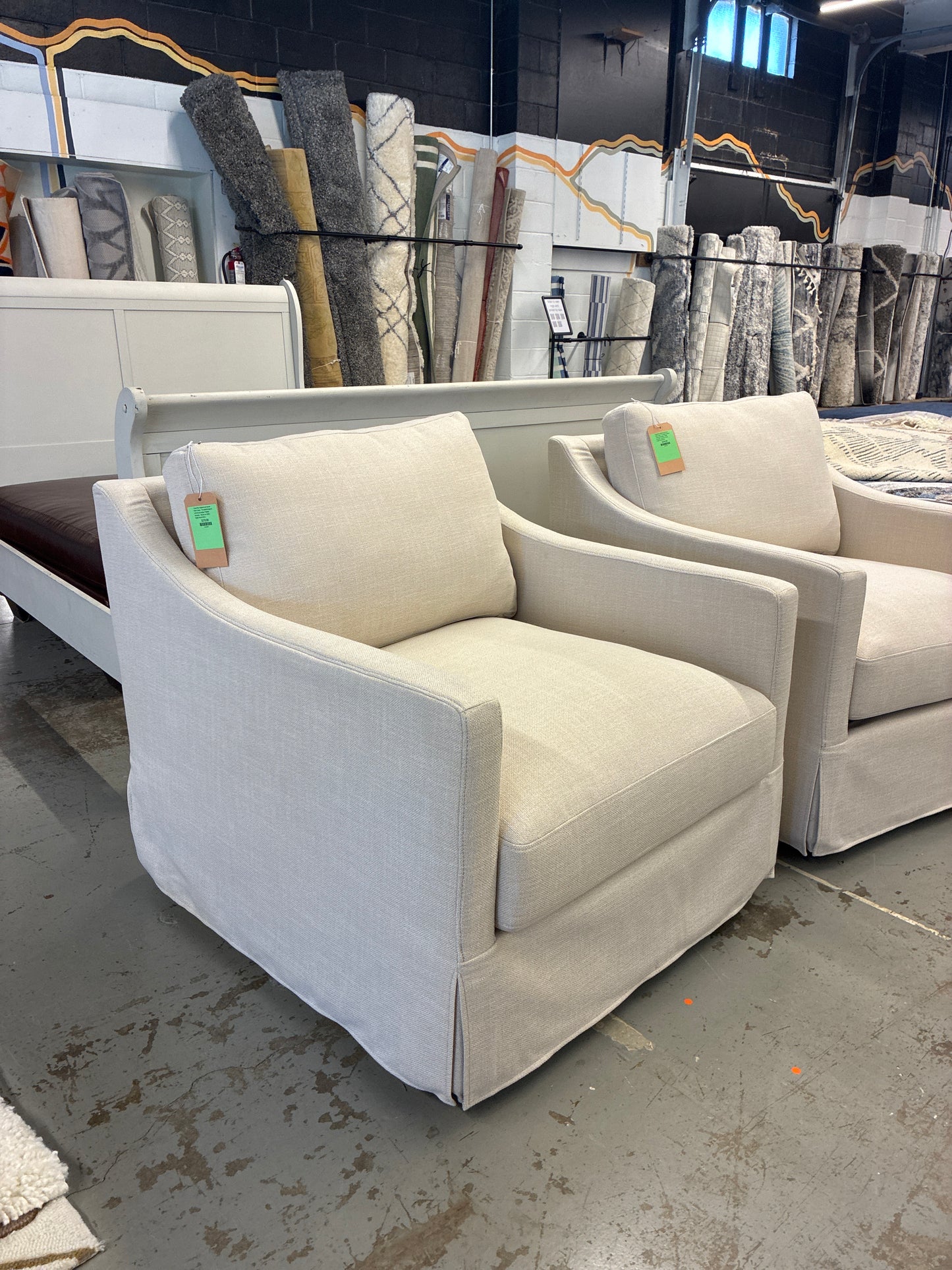 Vivian Park Upholstered Swivel Chair Cream - Threshold designed with Studio McGee: Padded Armrests - Retails for $450 - Highly Rated Online