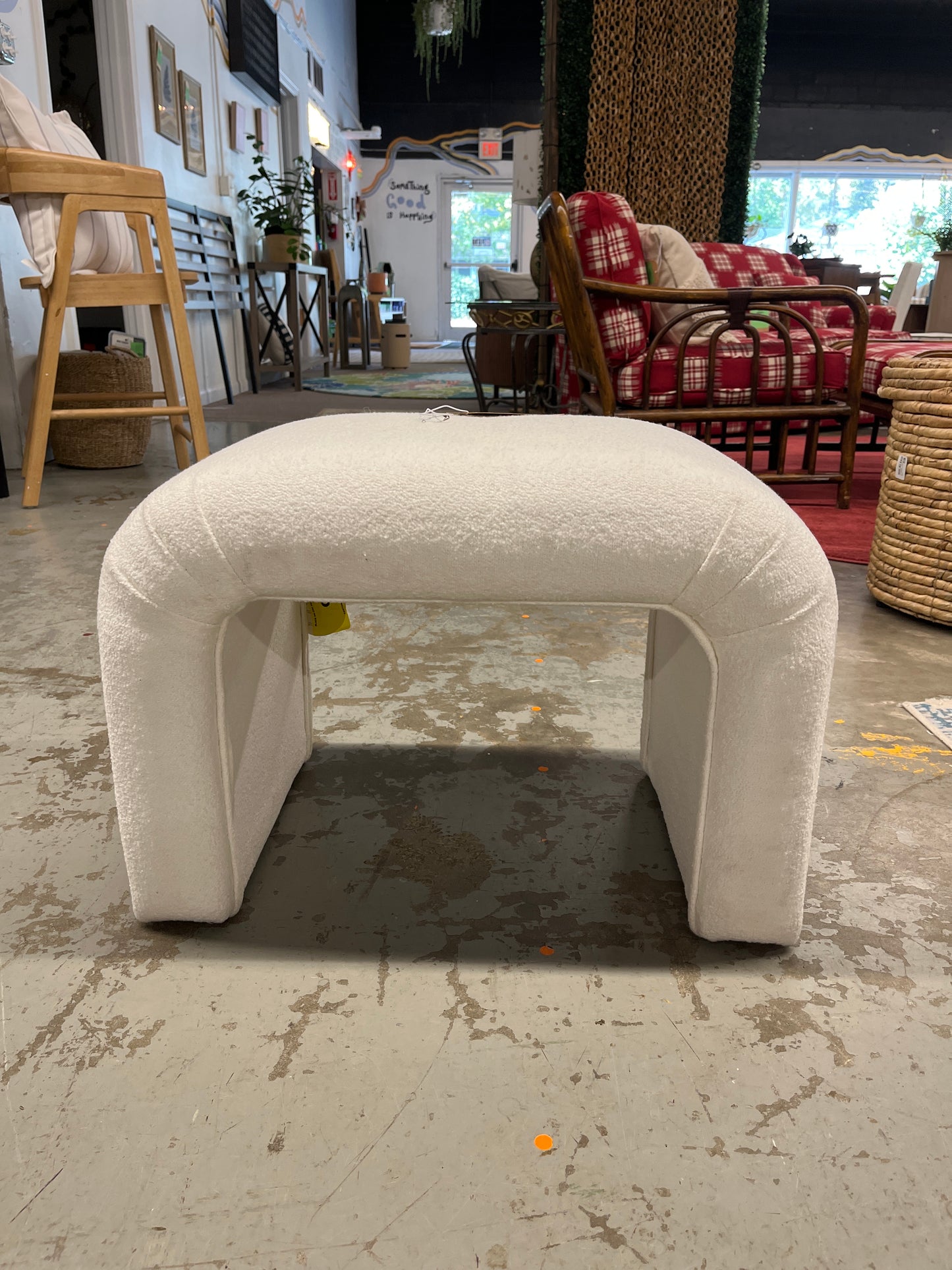 Cicely Waterfall Ottoman Cream Boucle - Threshold: Upholstered Footrest, | Retail Price: $120