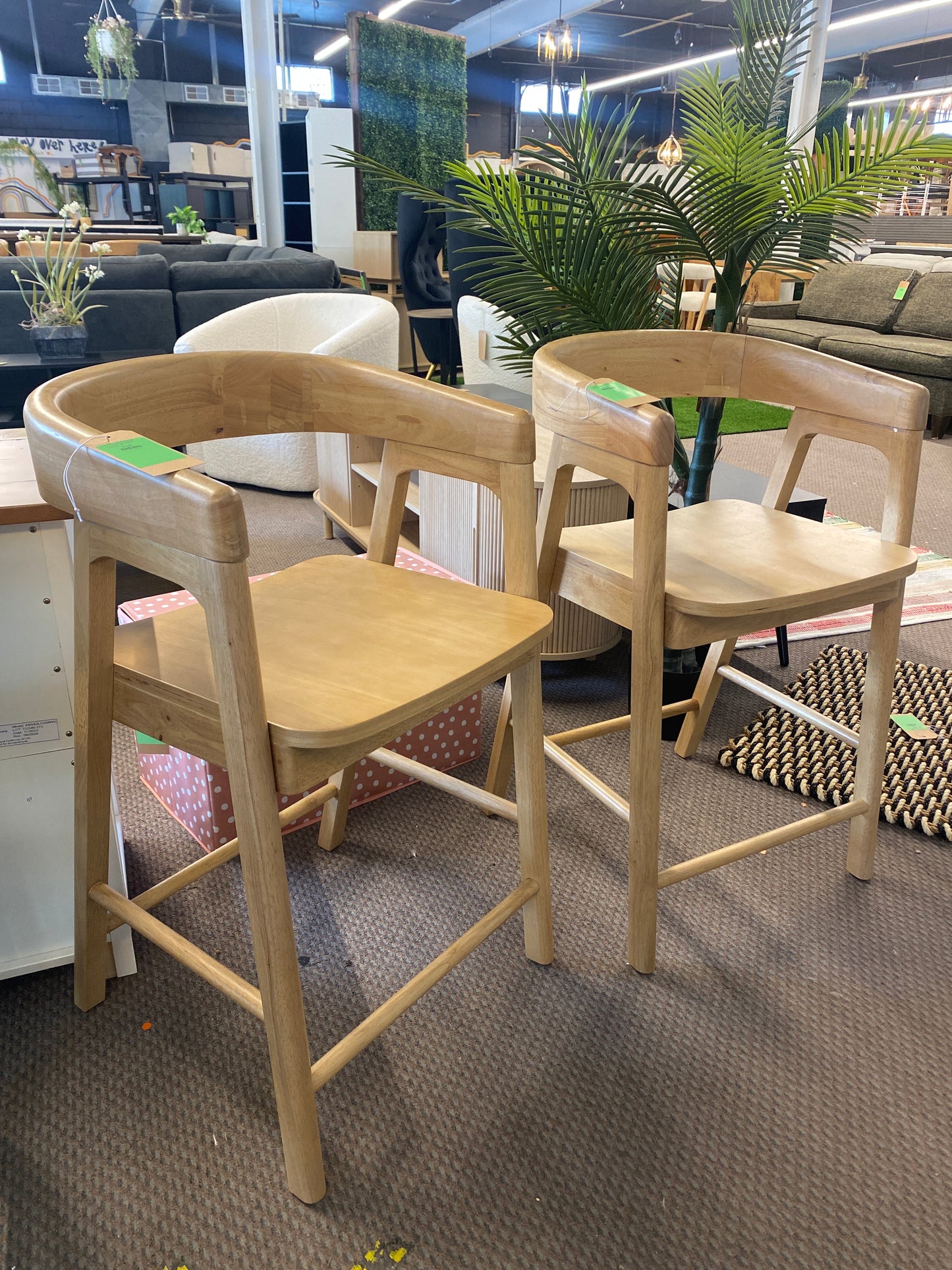 Ezra Modern Solid Wood Rounded Back Counter Stools - Natural | Retail Price: $113