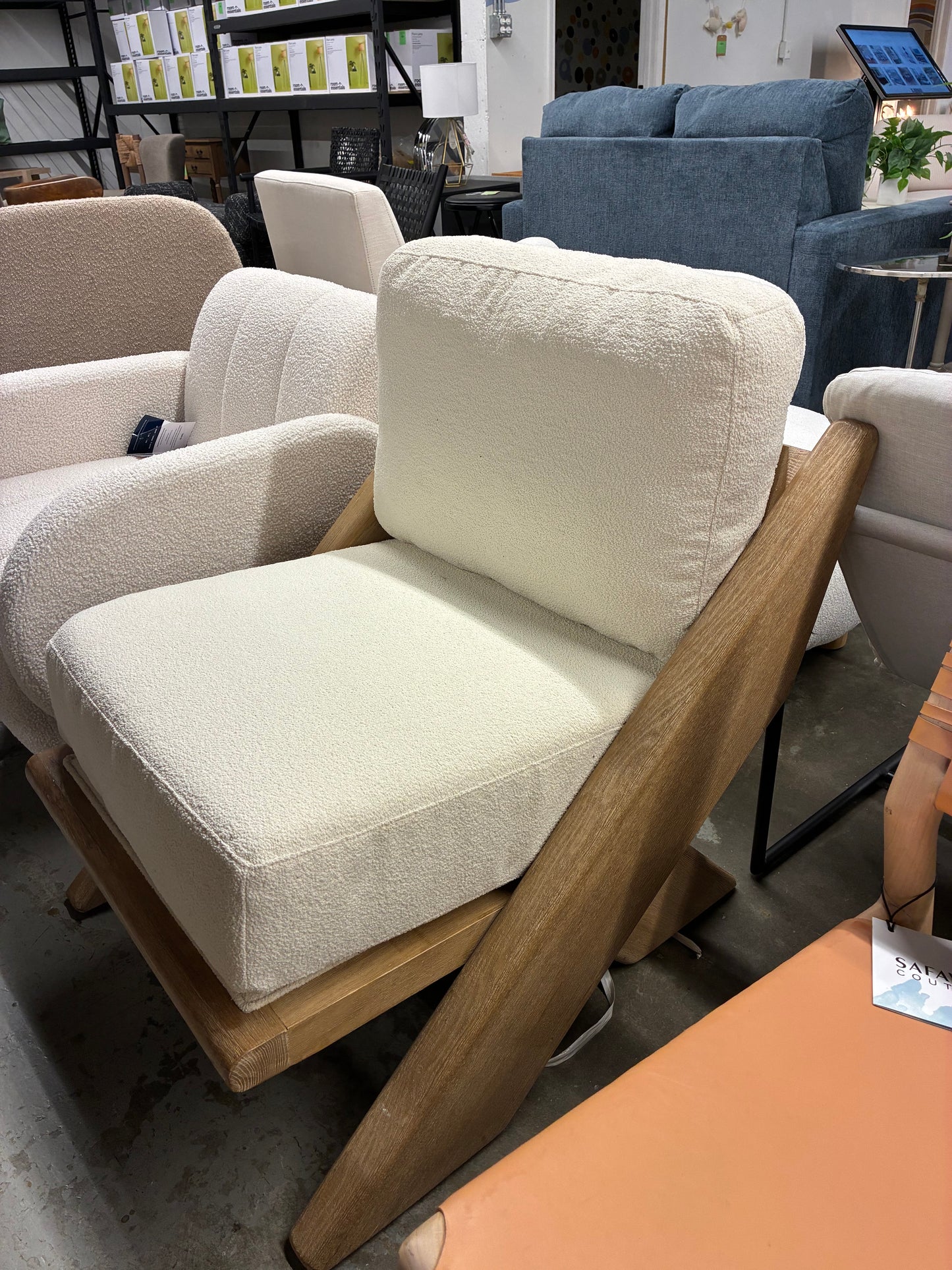 Vivien Wood Frame Boucle Accent Chair | Retail Price: $520