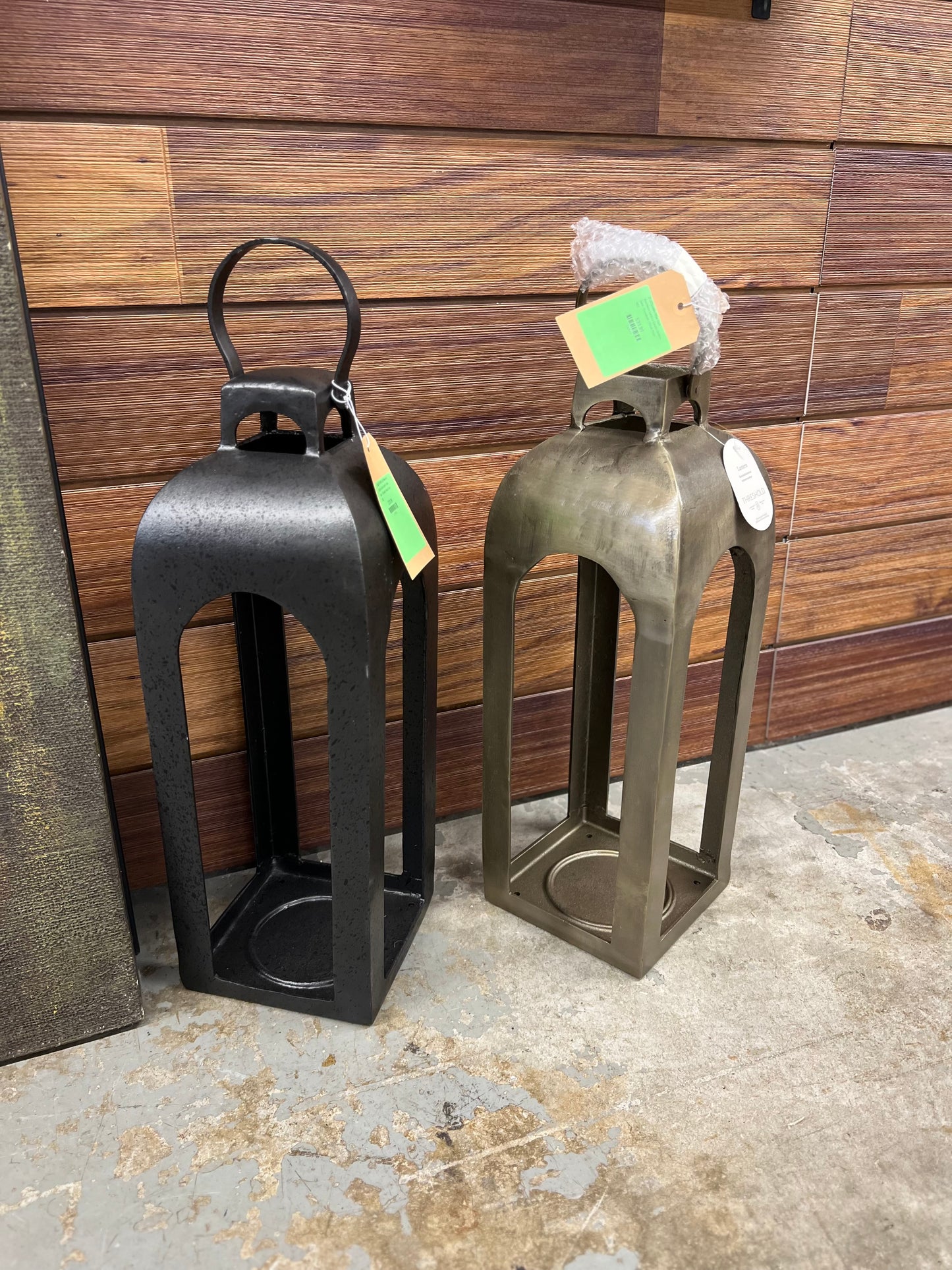 21.875inx8in Pillar Cast Aluminum Lantern Candle Holders Gold - Threshold | Retail Price: $80