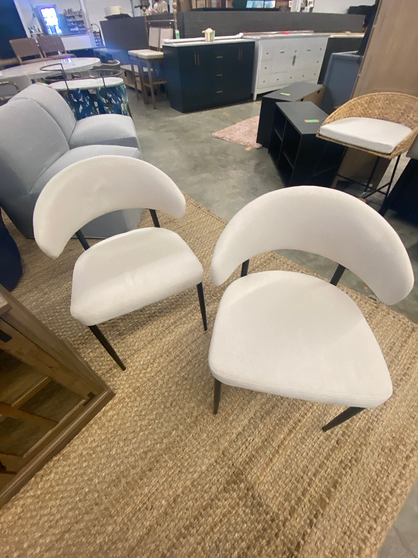 Modern Curved Back Upholstered Dining Chair - 2pk - Ivory | Retail Price: $212