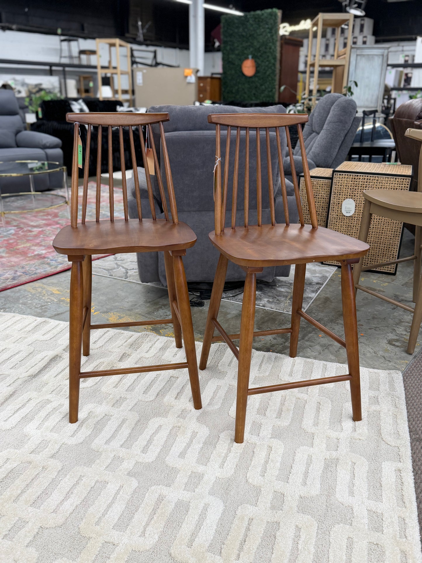 24" Harwich High Back Windsor Counter Height Barstool with Footrest Walnut - Threshold™ Retail: $120