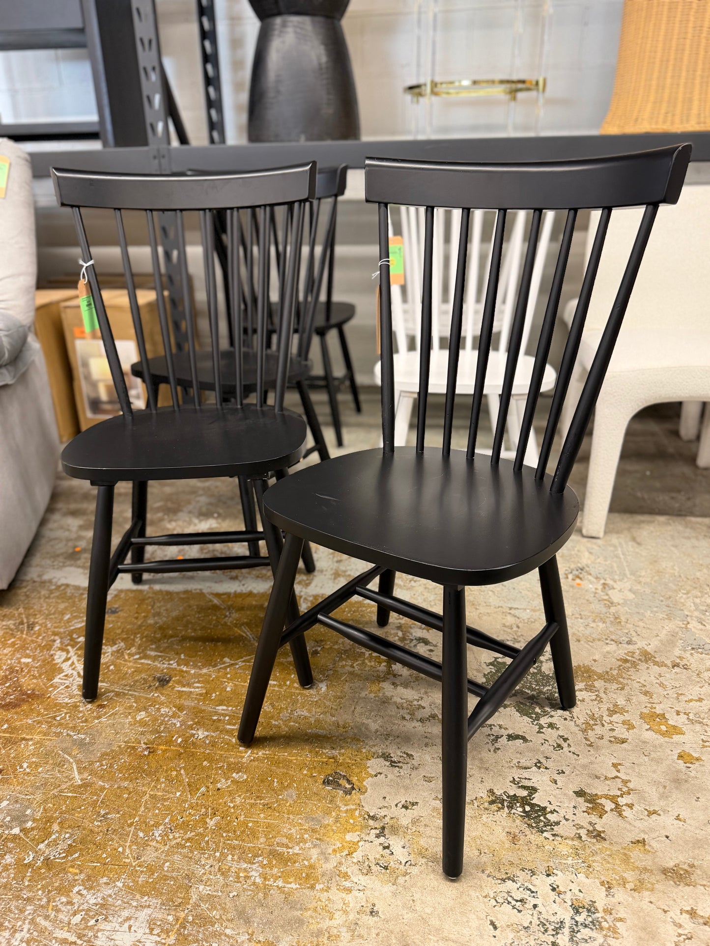 Black Spindle Dining Chair Set of 2 AS IS Cosmetic Damage