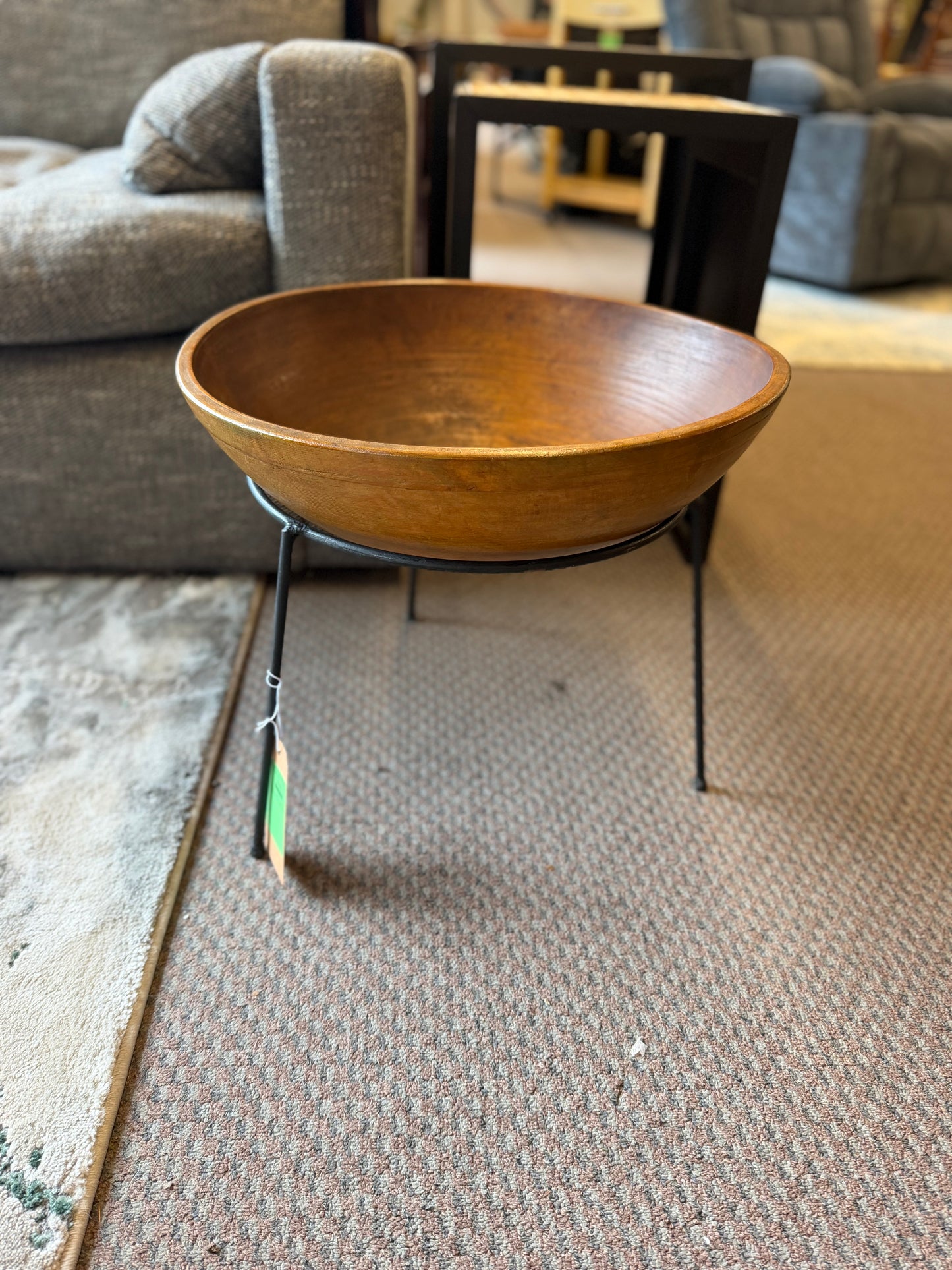 Decorative Wood Bowl or Planter with Metal Stand *donated