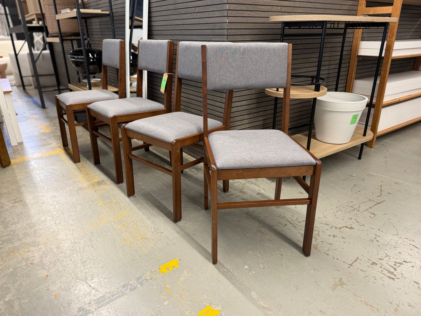 Set of 4 Wood Upholstered Dining Chairs