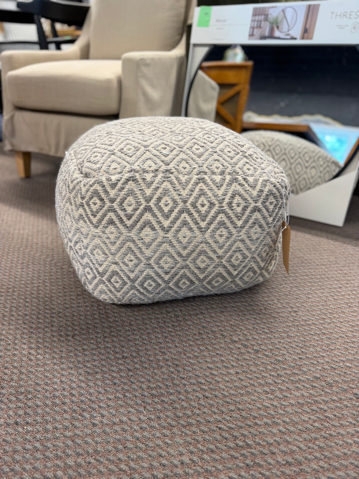 Cherokee Pouf Gray - Anji Mountain Retail: $66