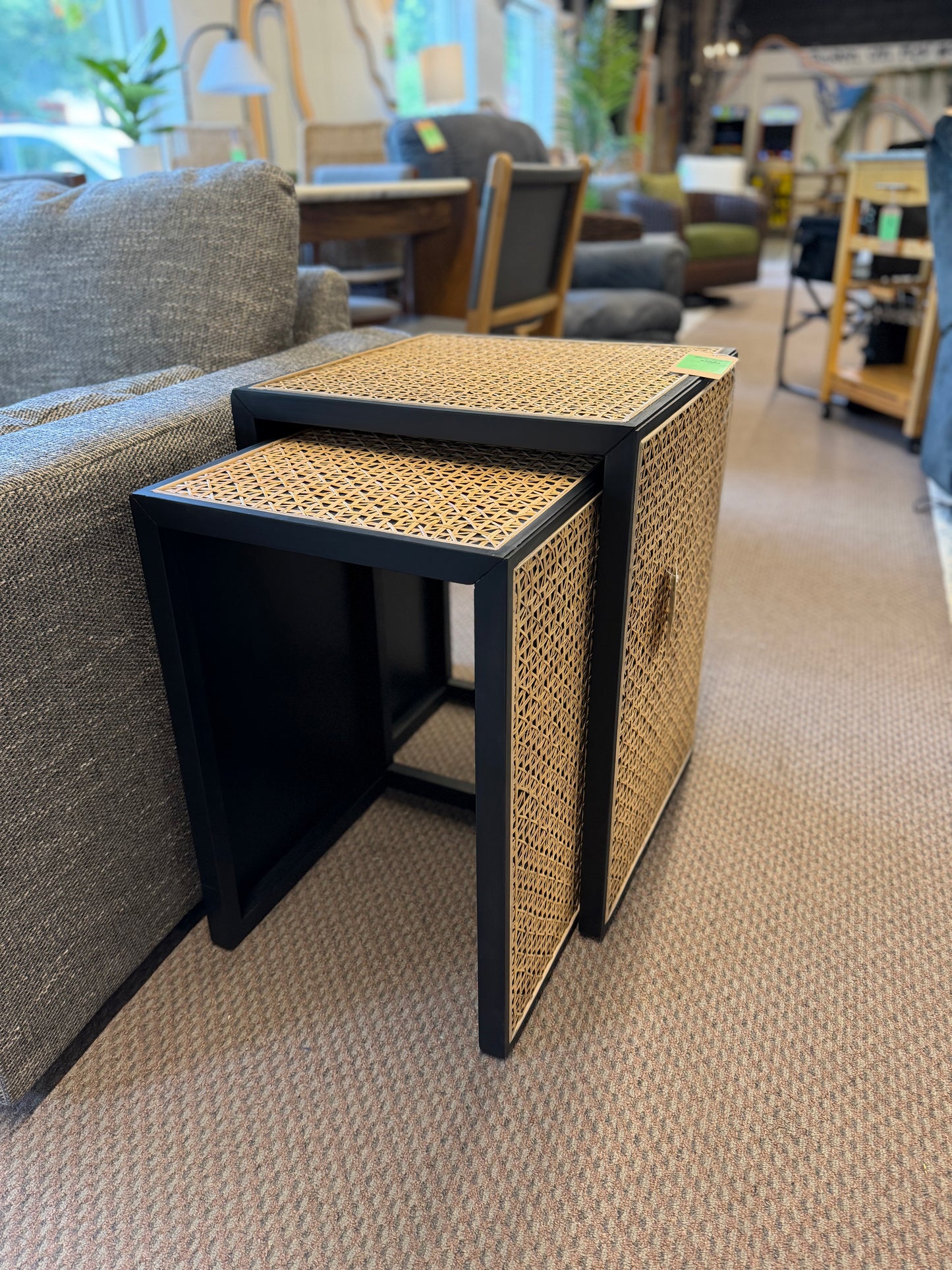 Nesting Accent Table Black/Natural (FA) - Threshold: Square Wood Composite End Table, 24" Height — Retails $180
