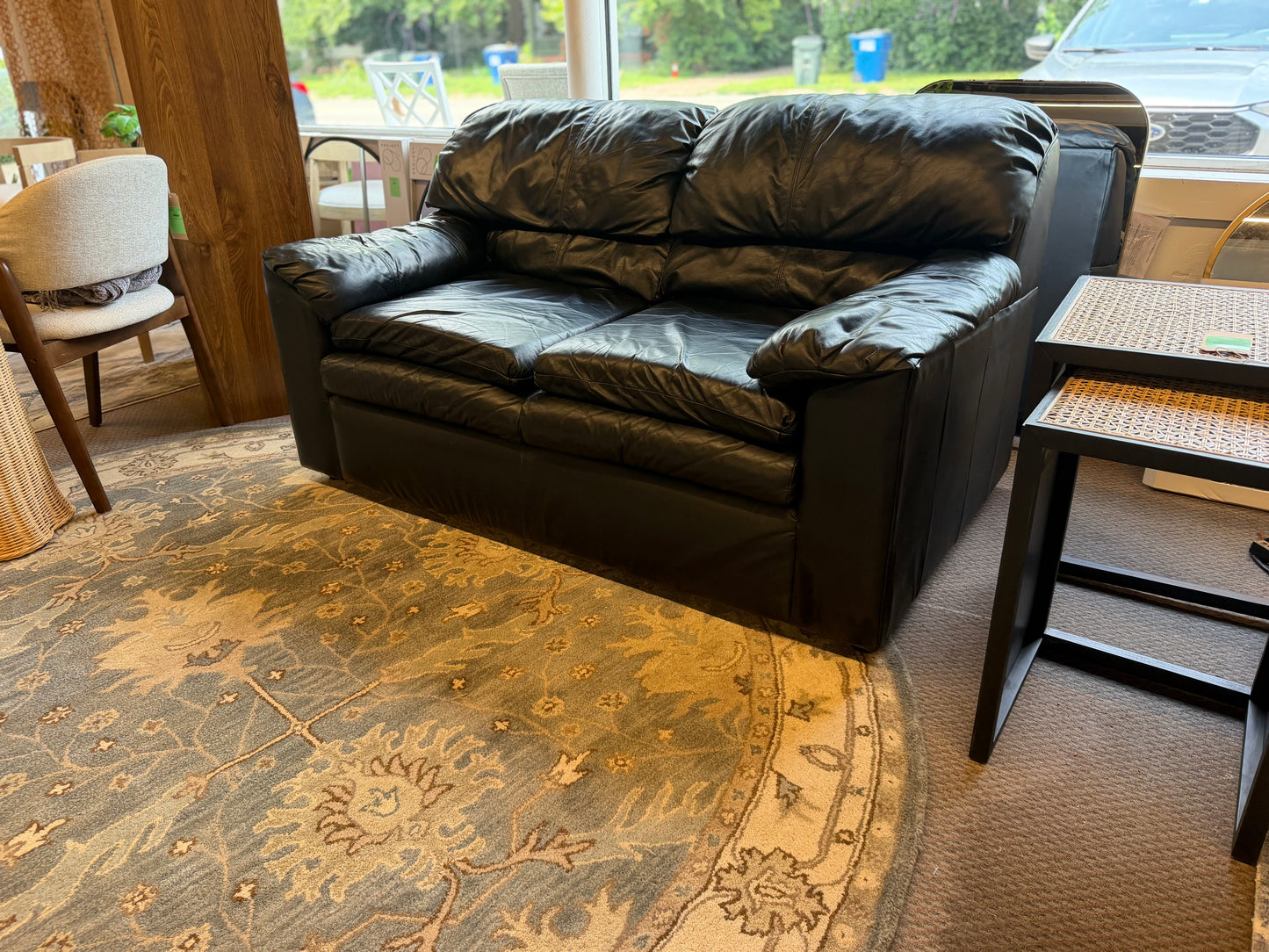 Black Leather Loveseat *donated