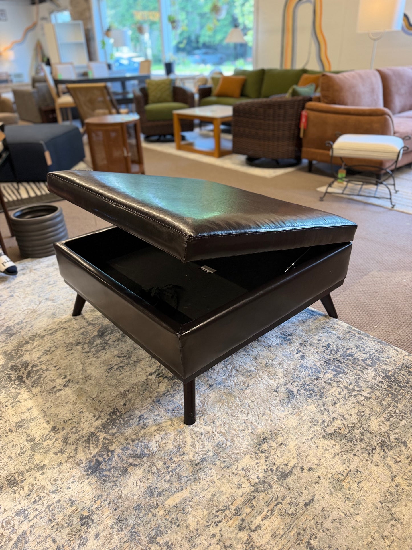 Square Coffee Table Ottoman Leather