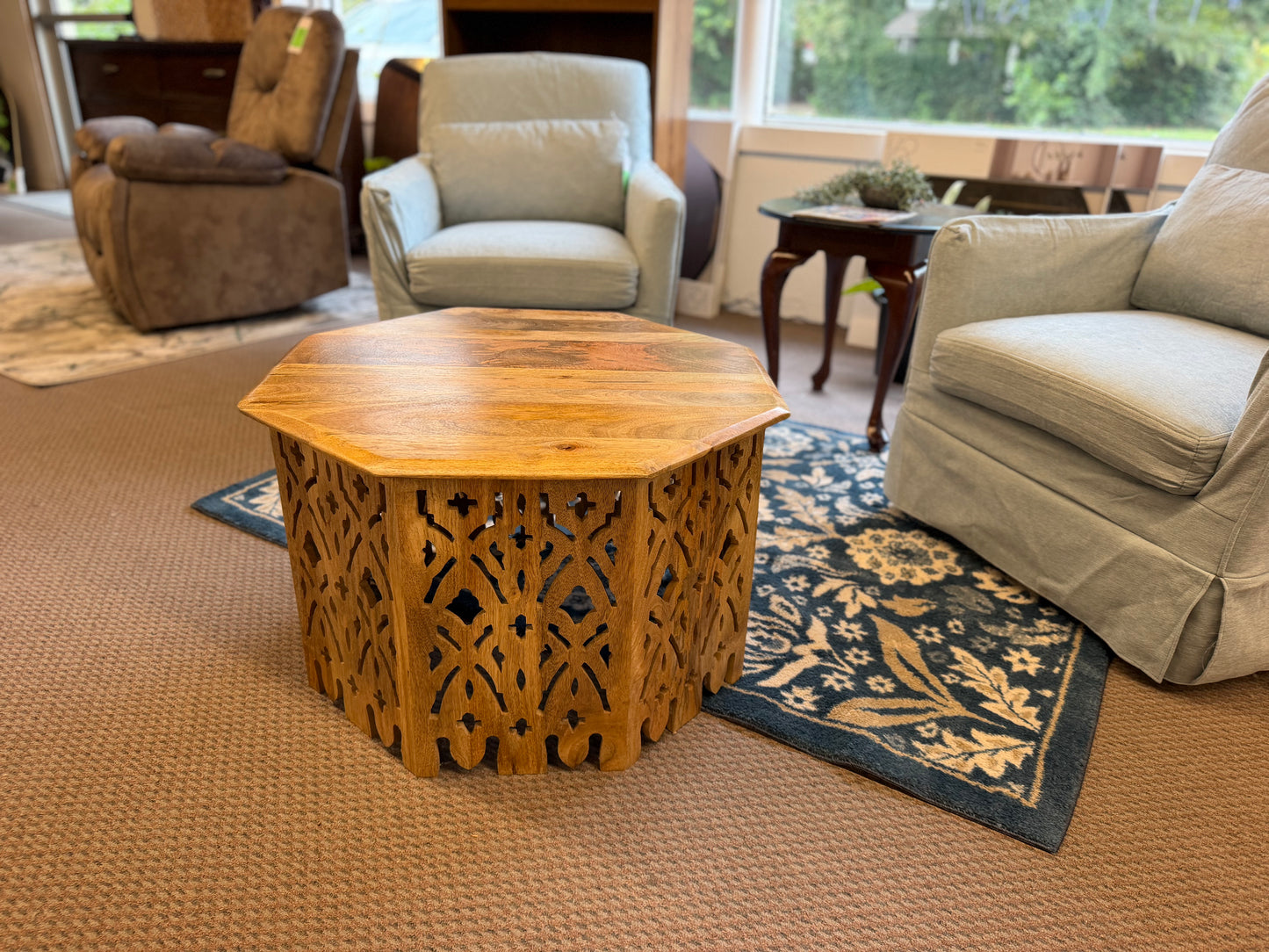 Mango Wood Carved Coffee Table