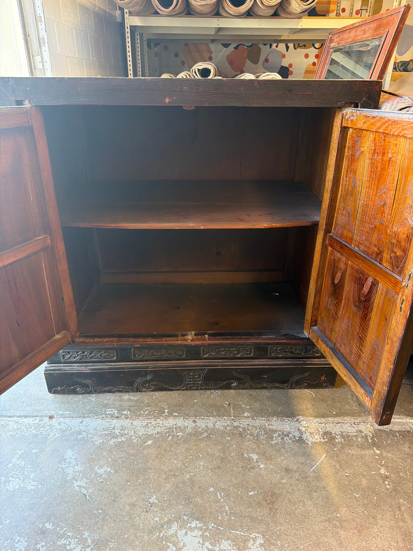 Hand Carved Vintage Asian Lacquer Cabinet *donated