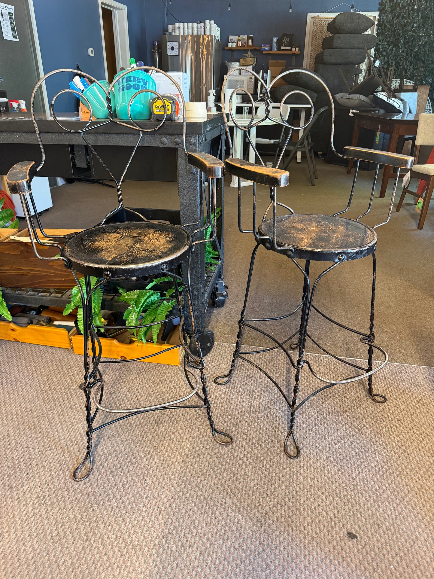 Vintage Metal Barstools or Plant Stands set of 2 *donated