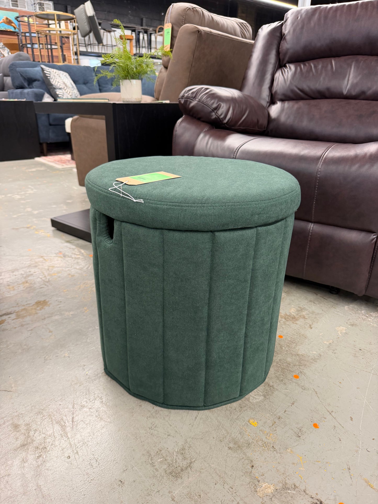 Green Storage Ottoman AS IS slightly bent