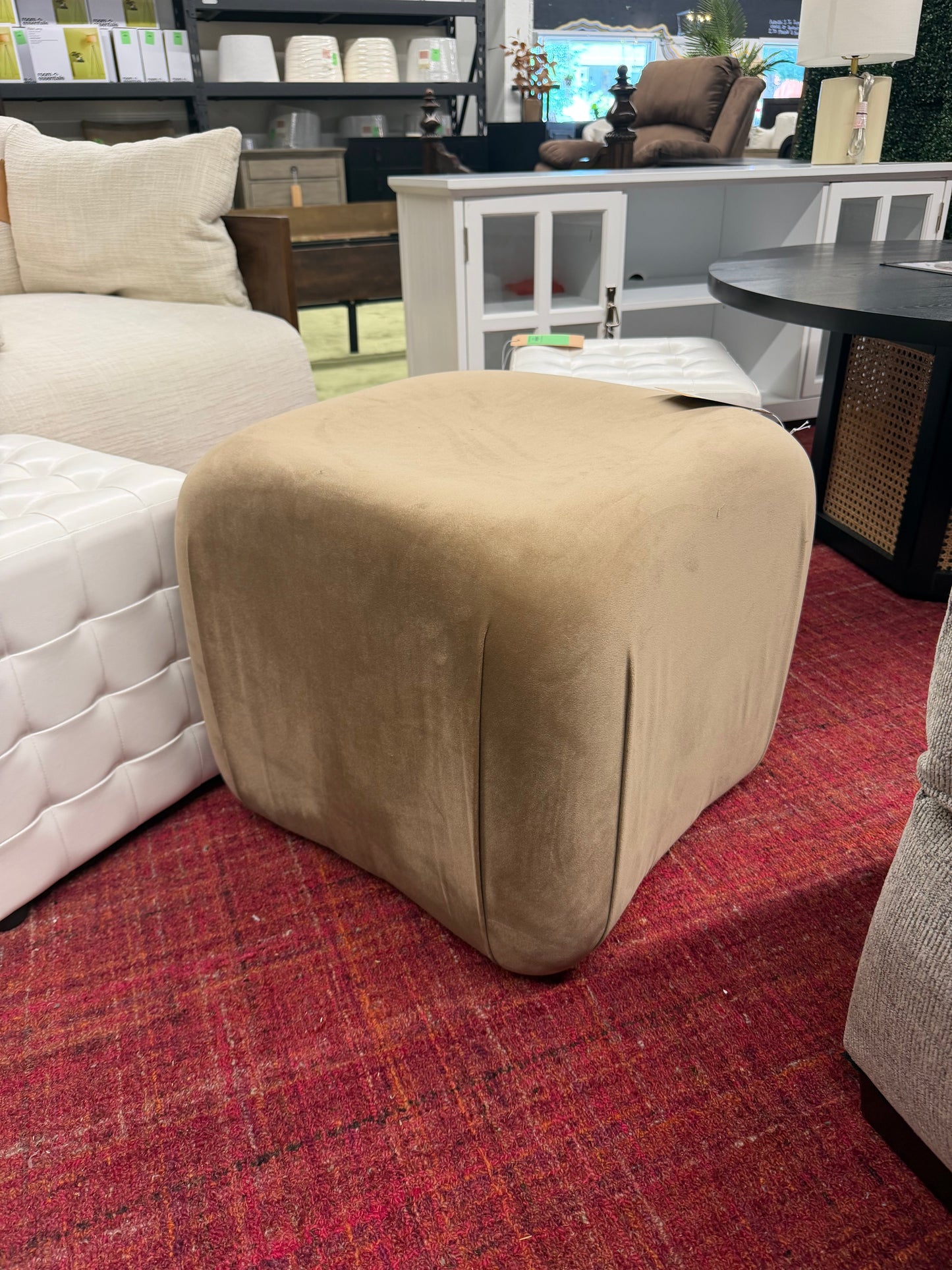 Square Velvet Ottoman Tan - Threshold™ designed with Studio McGee Retail: $100