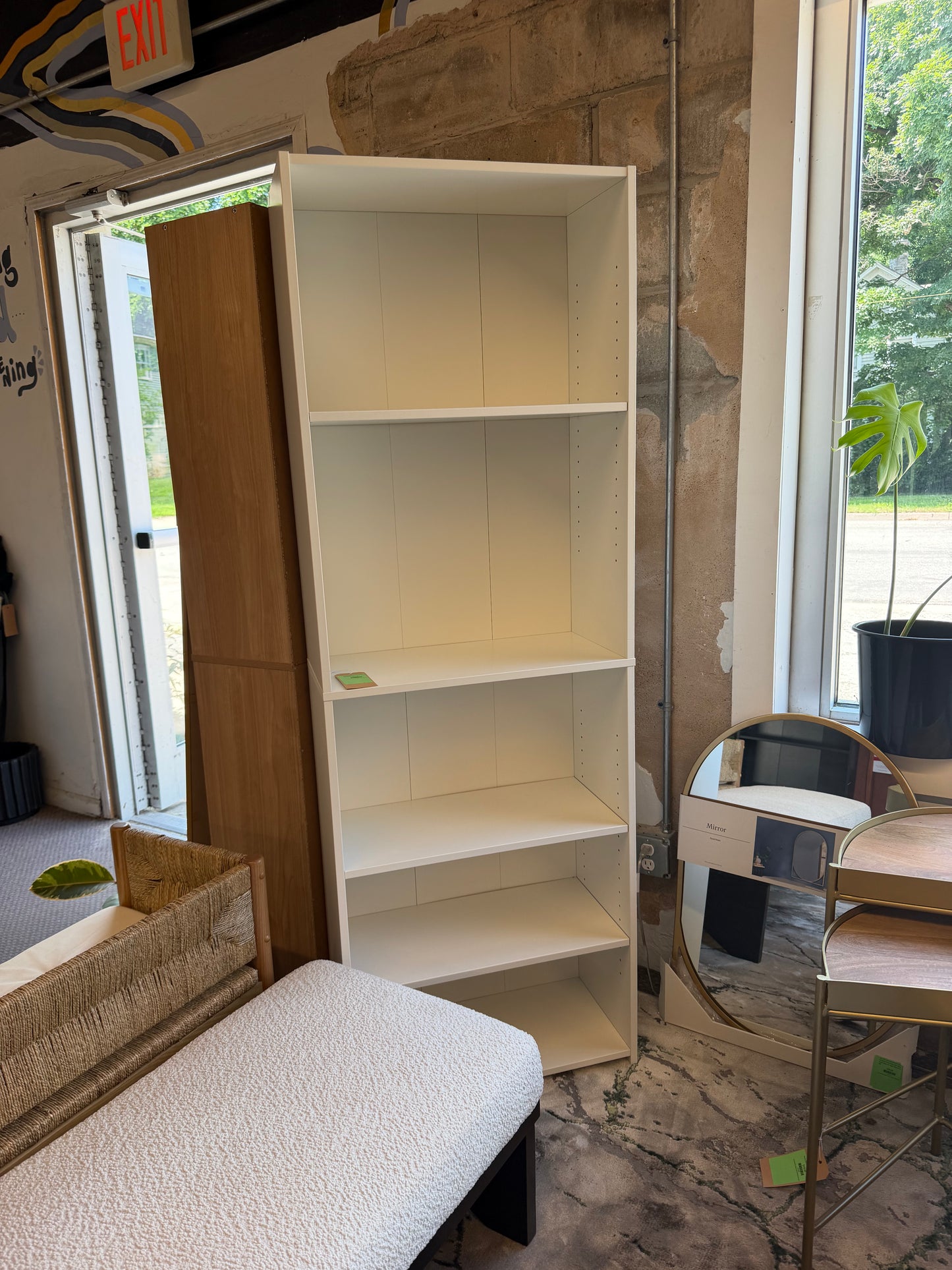 Dorm 5 Shelf Bookcase White - Room Essentials: Modern Style, Wood Composite, Open Shelving, Tall