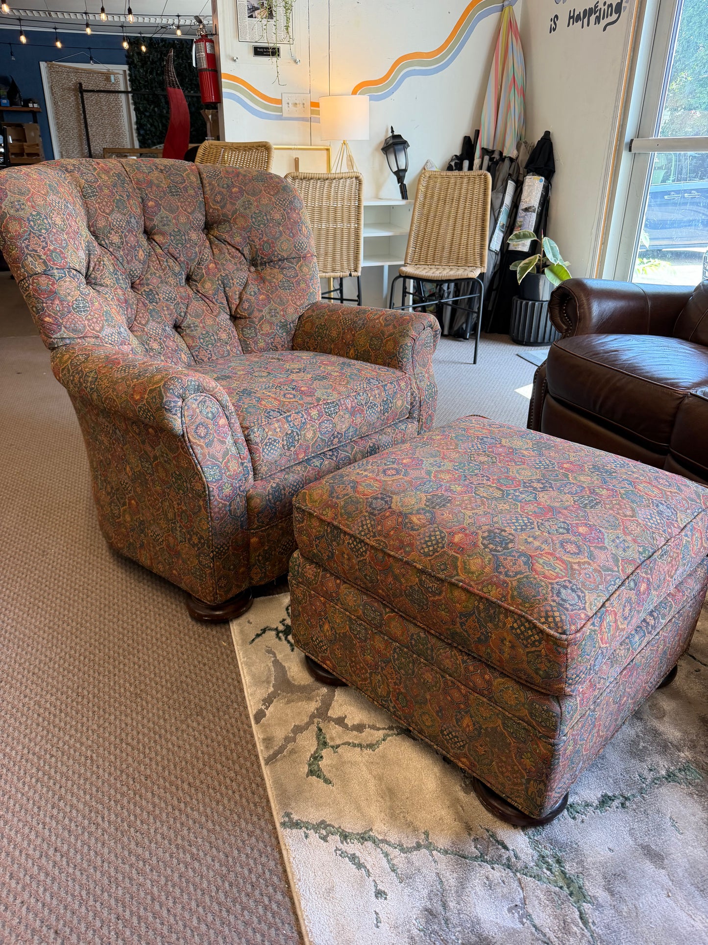 Print Chair and Ottoman *donated