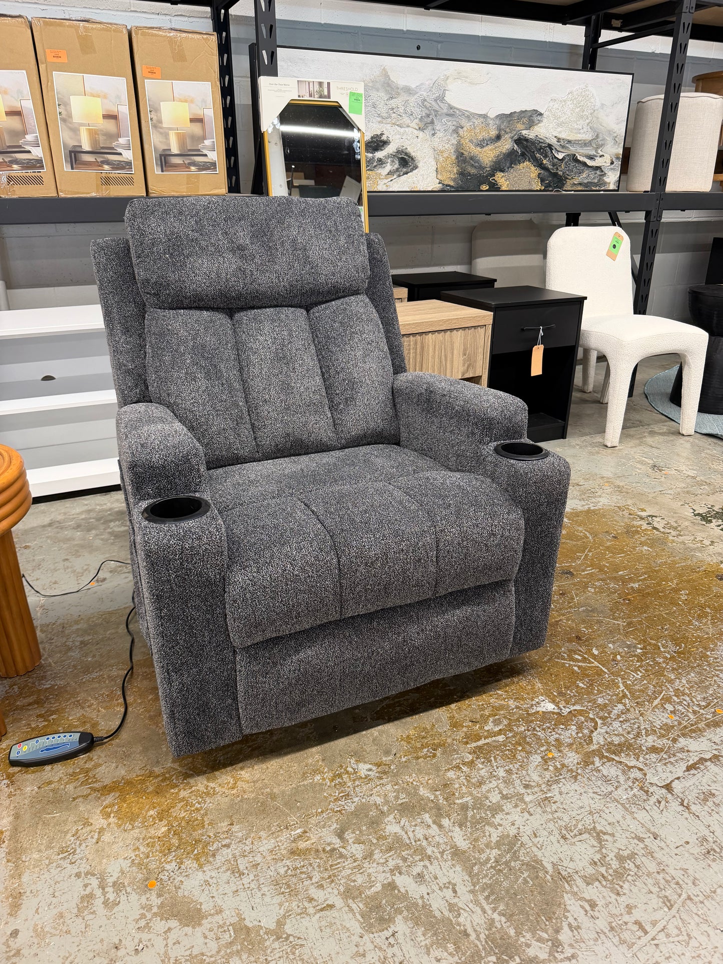 Manual Recliner With Massage Dark Gray