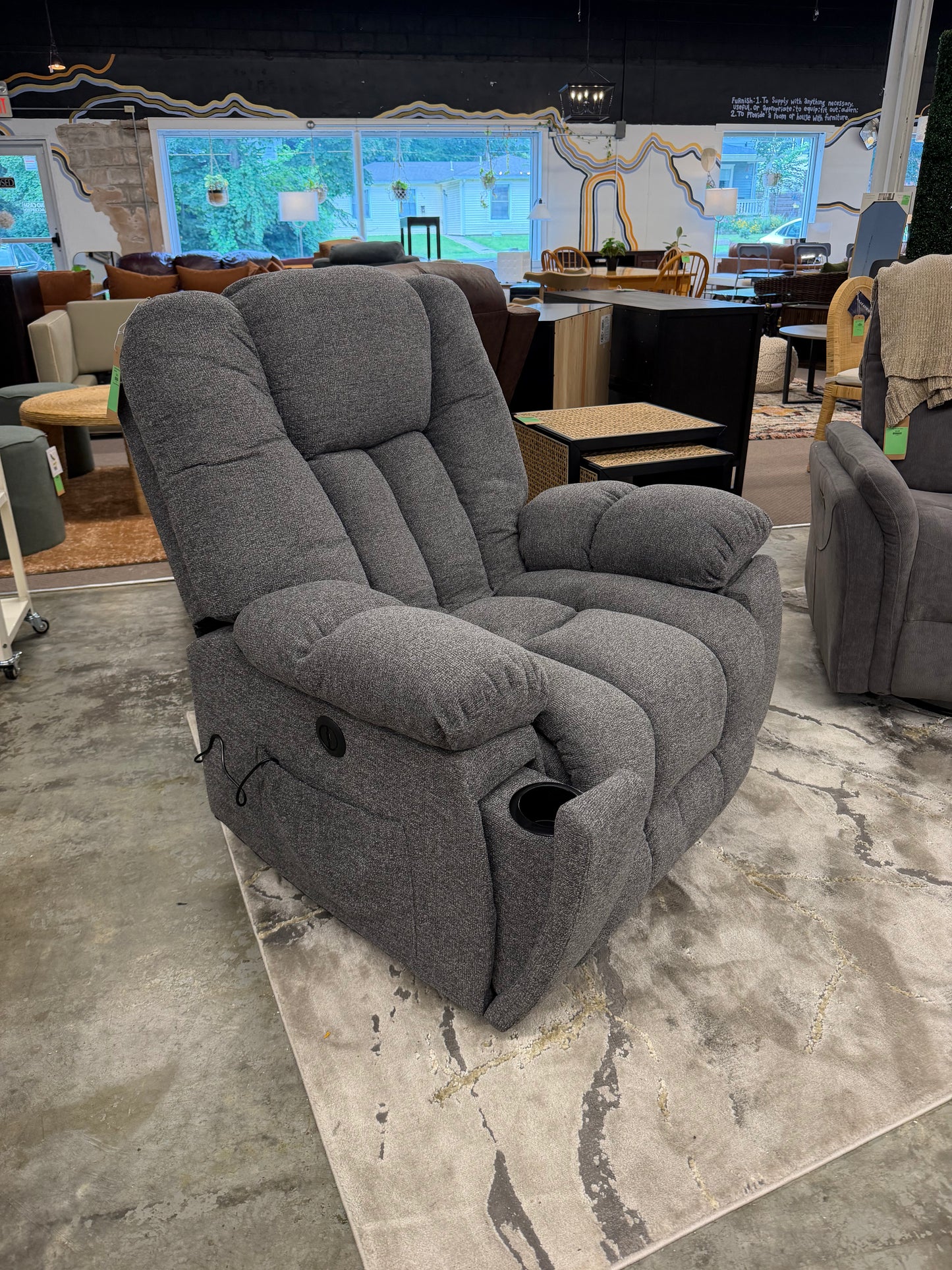 Overstuffed Manual Recliner with Heat and Massage *Donated