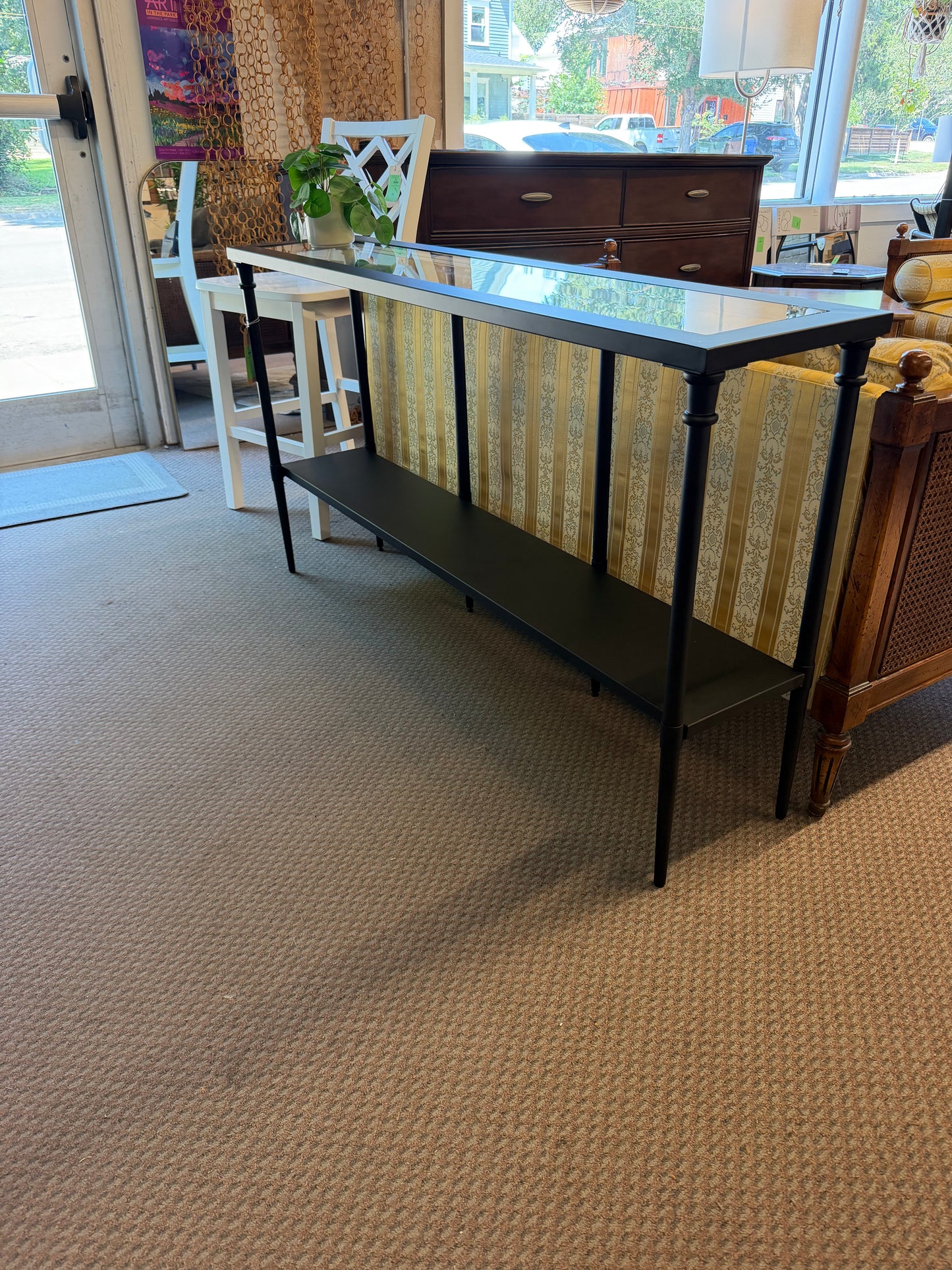 Glass And Metal Console Sofa Table