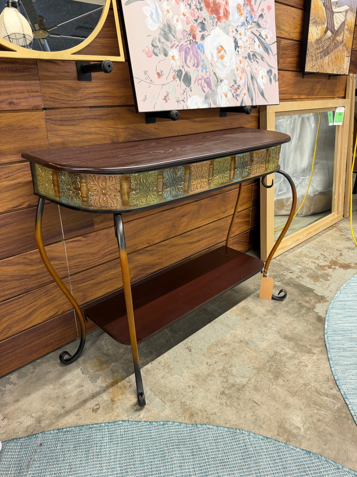 Deco 79 Metal Floral Embossed Console Table