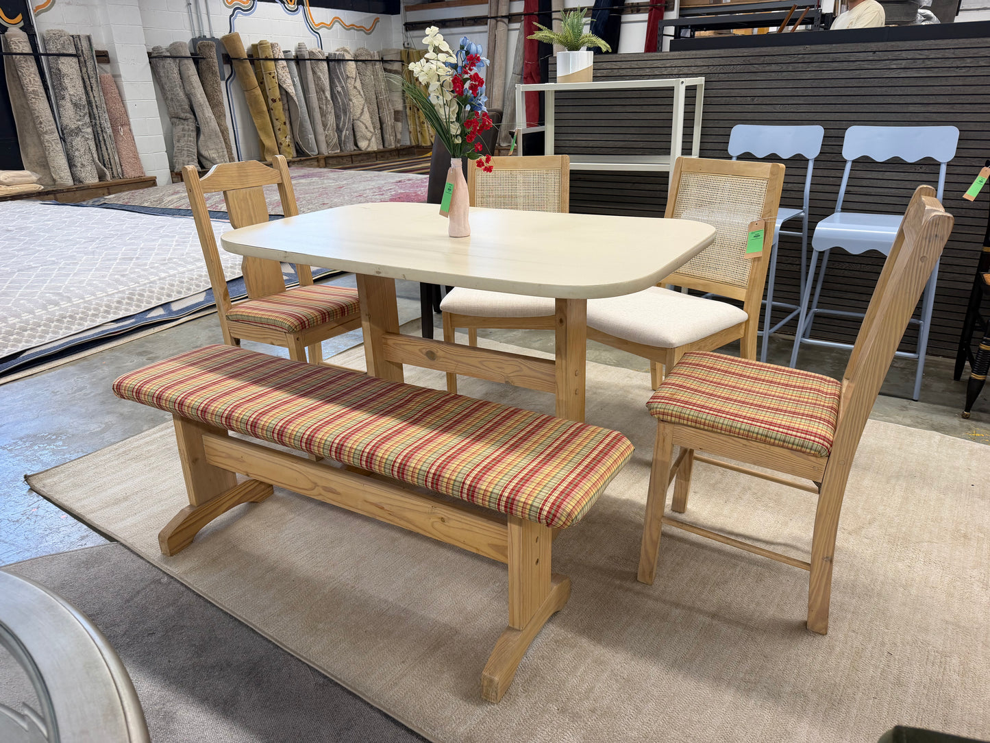 Dinette Table Bench and Two Chairs *donated