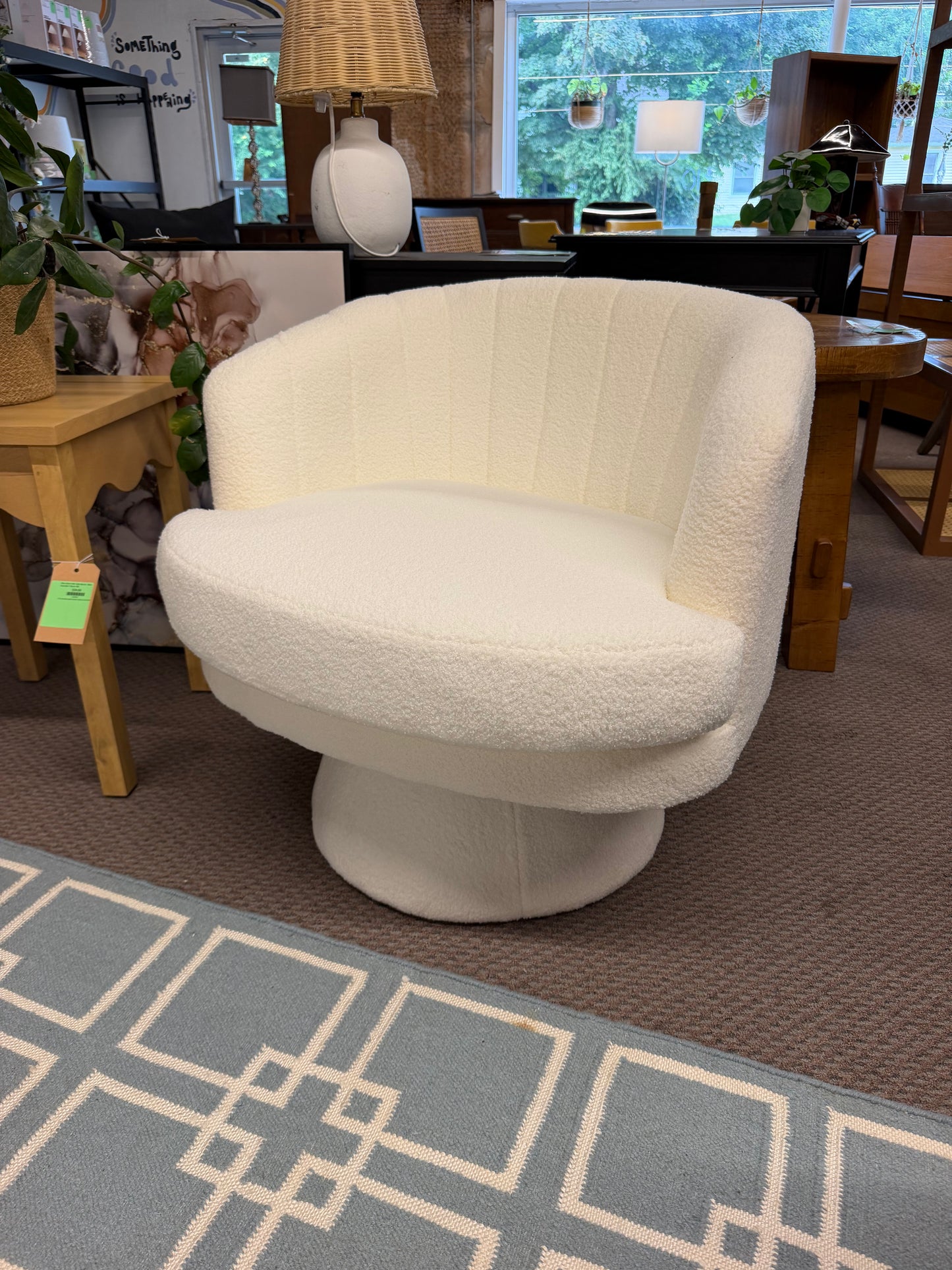 Boucle Swivel Accent Chair