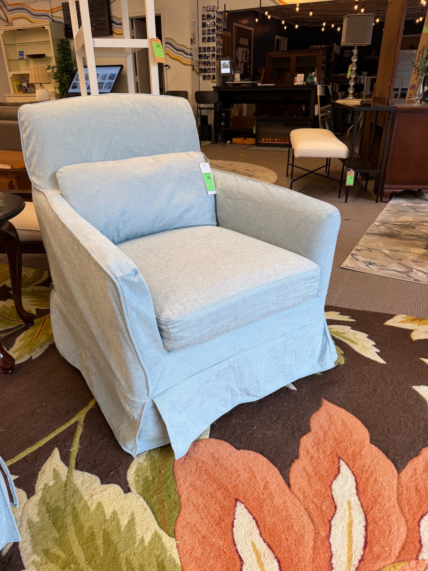 Light Blue Skirted Swivel Chair Retail: $500 Target