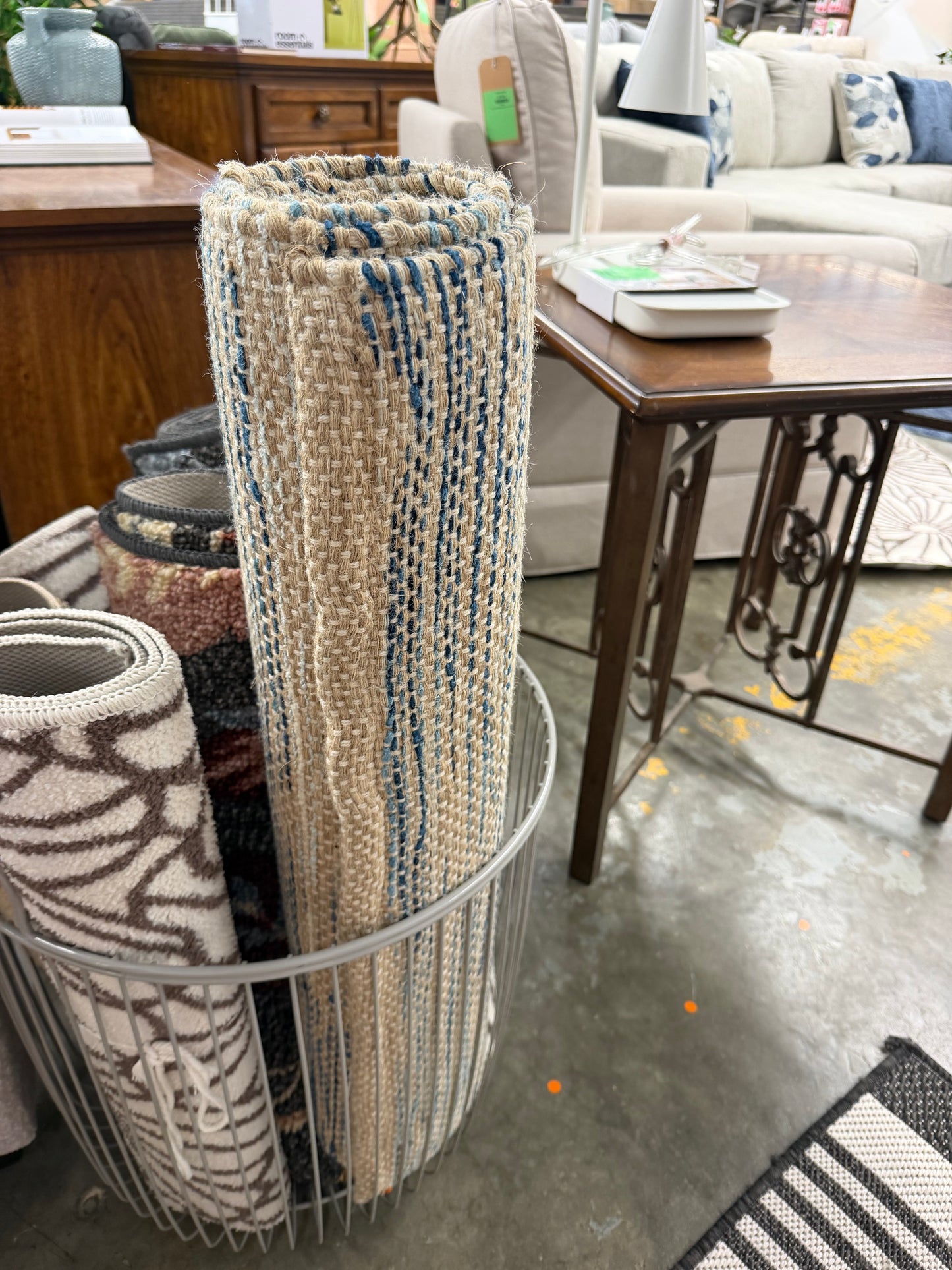 24" x 7" Woven Runner Rug Indigo Retail: $50