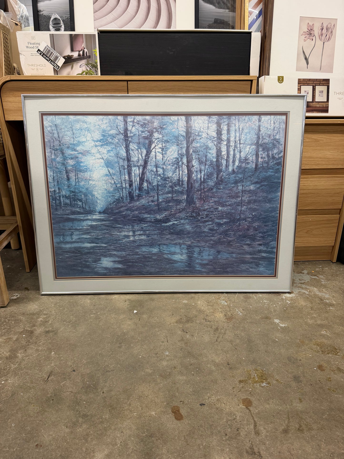 Vintage Blue Trees Framed Art *donated