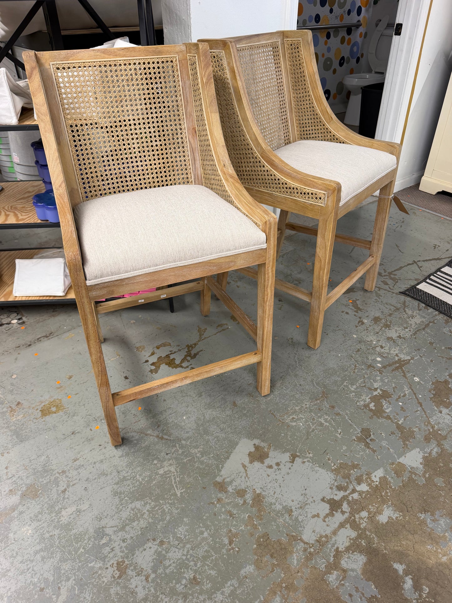 Christopher Knight Home Wood Cane Counter Height Barstool set of 2 Retail: $347