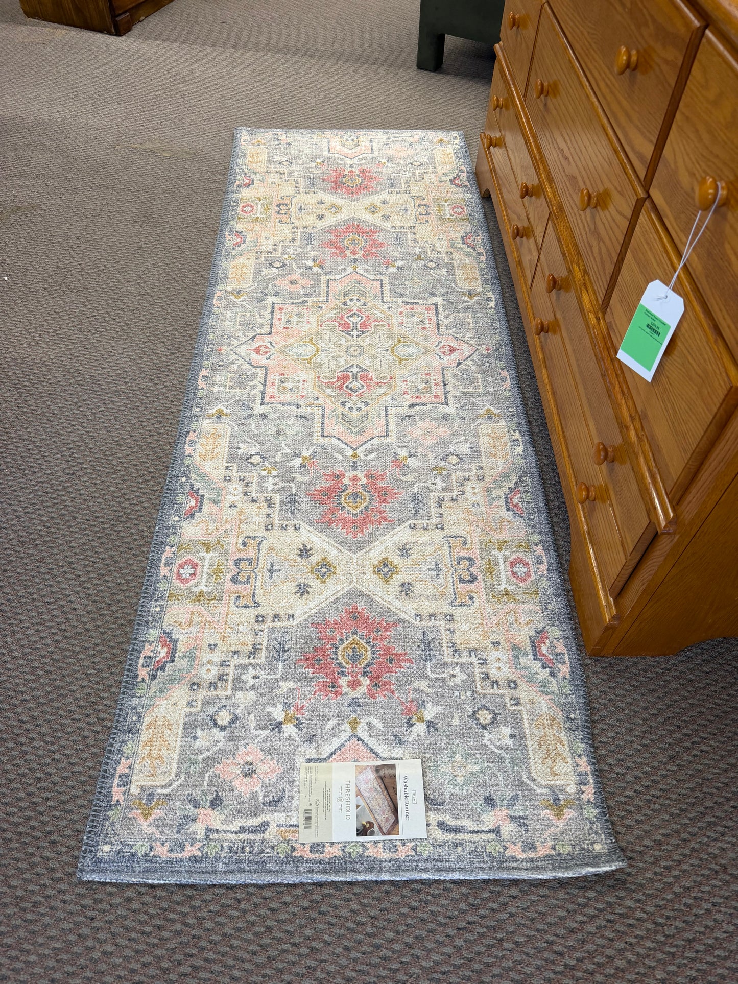 24" x 7" Washable Zebrina Medallion Persian Style Printed Runner Rug Retail: $50