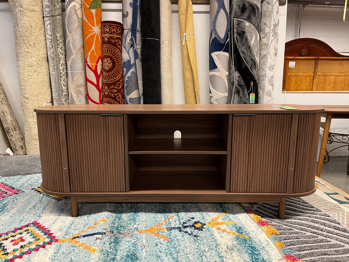 Chloe Modern Reeded 60" TV Stand - Mocha | Retail Price: $352