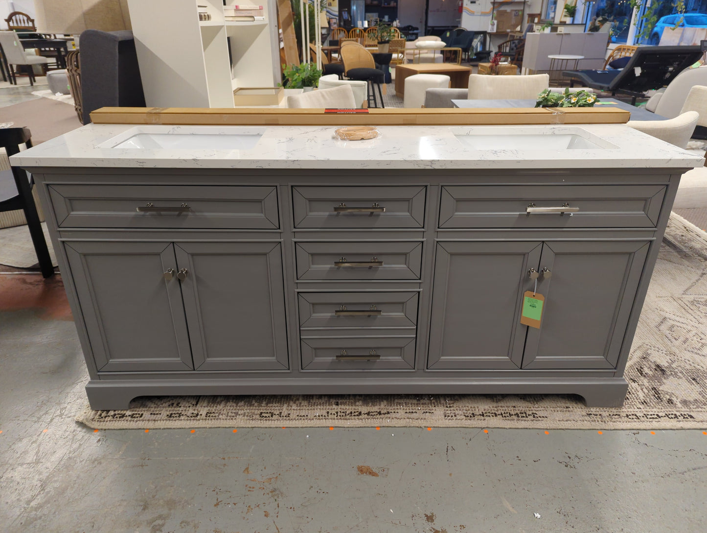 Annaline 72in Free-standing Double Bathroom Vanity with Engineered Stone Vanity Top - Gray - Retail Price: $1664