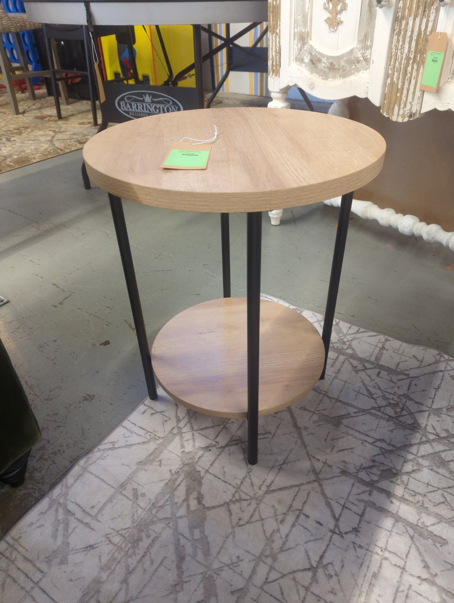 Wood and Metal Round End Table Black - Room Essentials | Retail Price: $32
