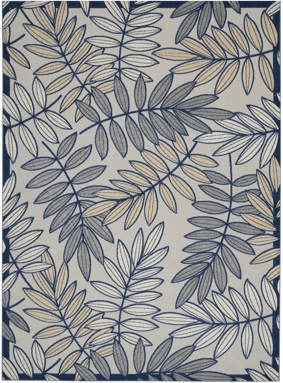 12 x 15 Area Rug Indoor / Outdoor Aloha Ivory / Navy | Retail Price: $171 | ID 14658