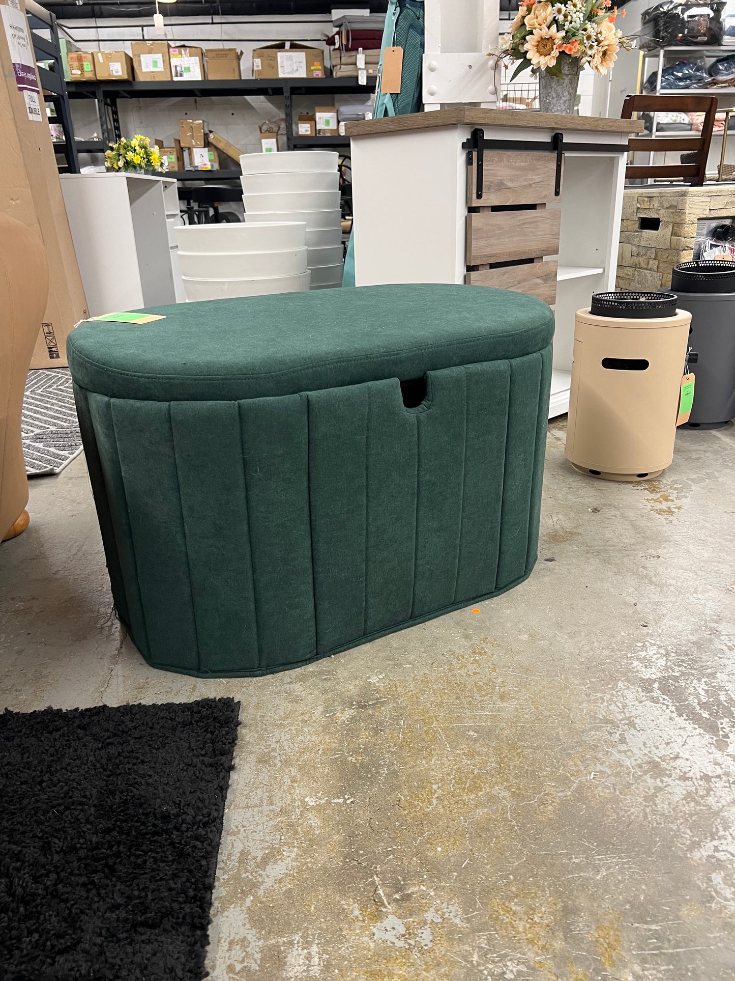 32" Folding Double Storage Bench Green - Room Essentials