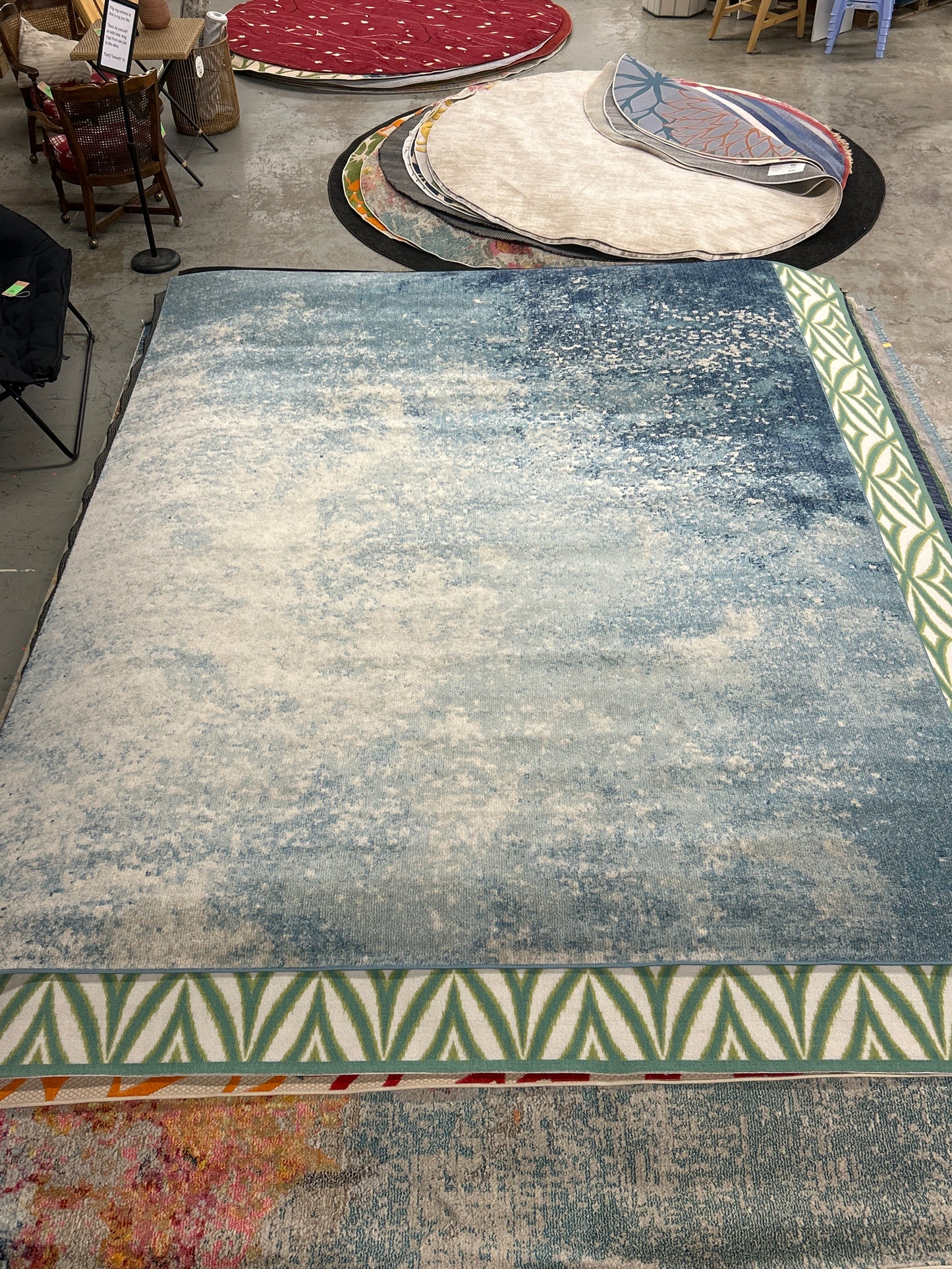 9 x 12 Nourison area rug (from their passion collection) - blue speckled cream